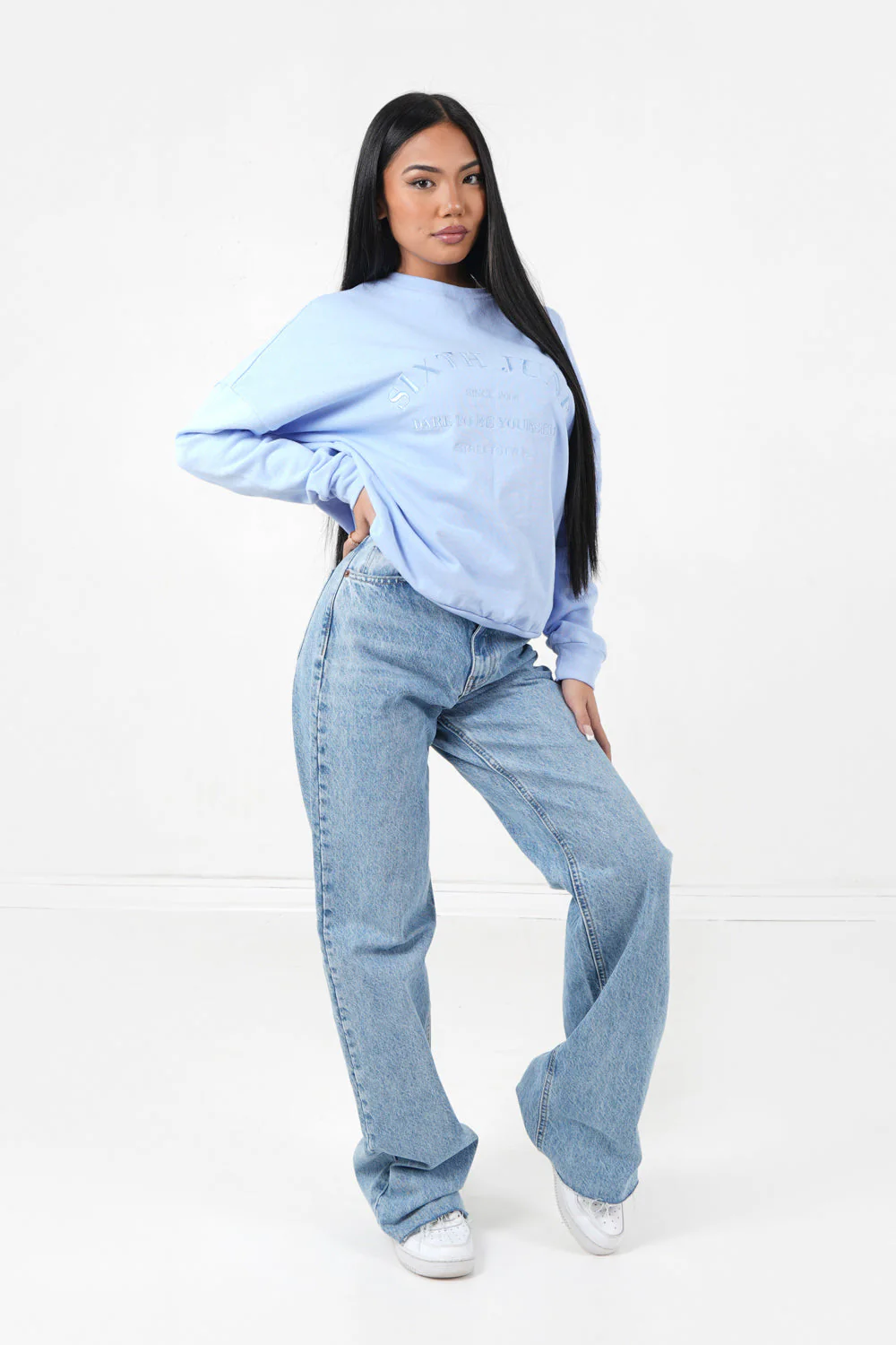 Sweatshirt ton sur ton Bleu clair - Image 2