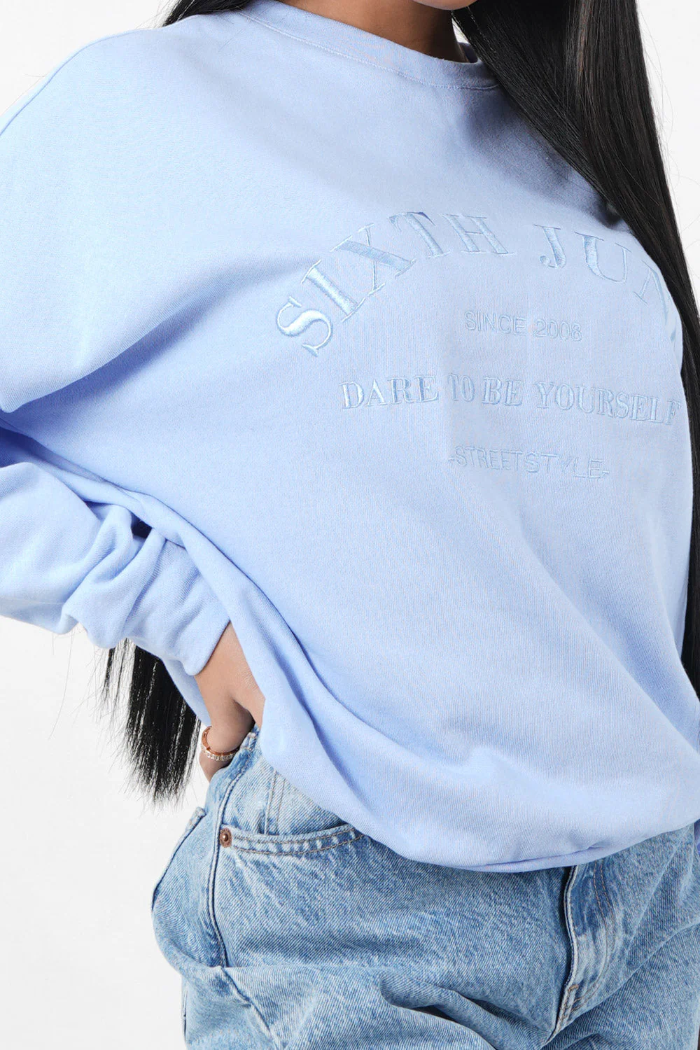 Sweatshirt ton sur ton Bleu clair - Image 3