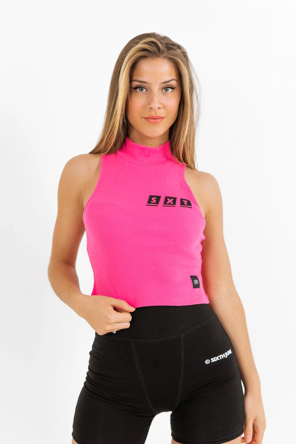 Top col montant SXT rose fluo