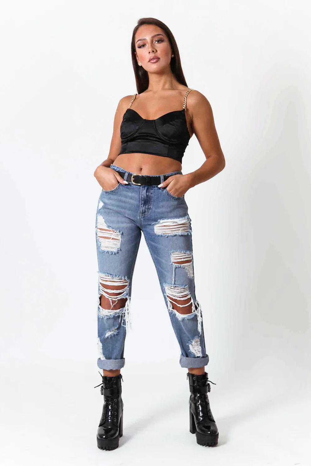 Top corset chaînes noir - Image 5