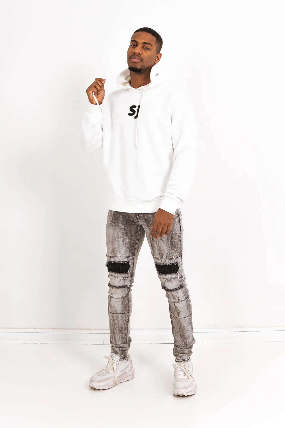 Sweat capuche tissé SJ Blanc - Image 4