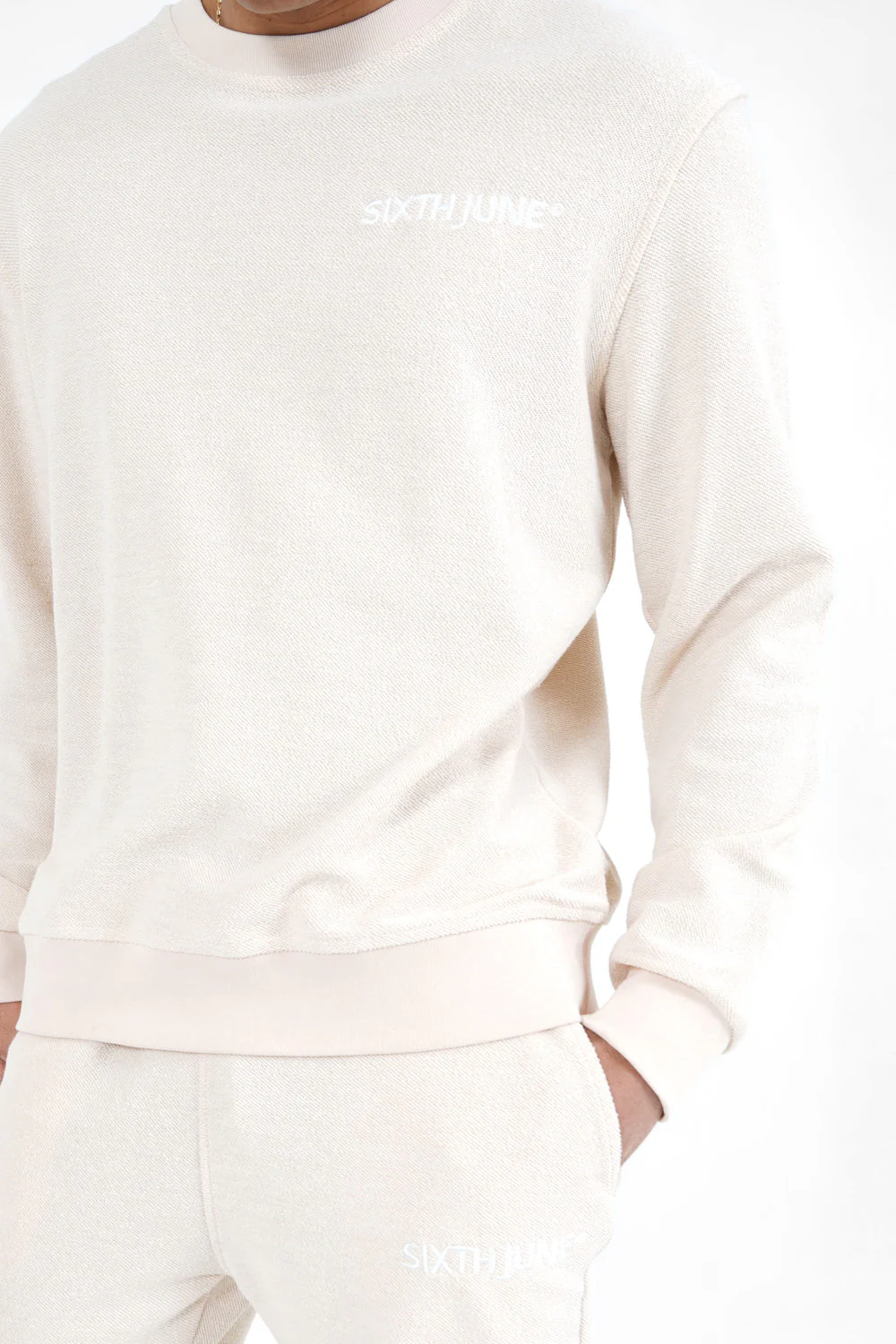 Sweatshirt tissu bouclette Blanc cassé - Image 3