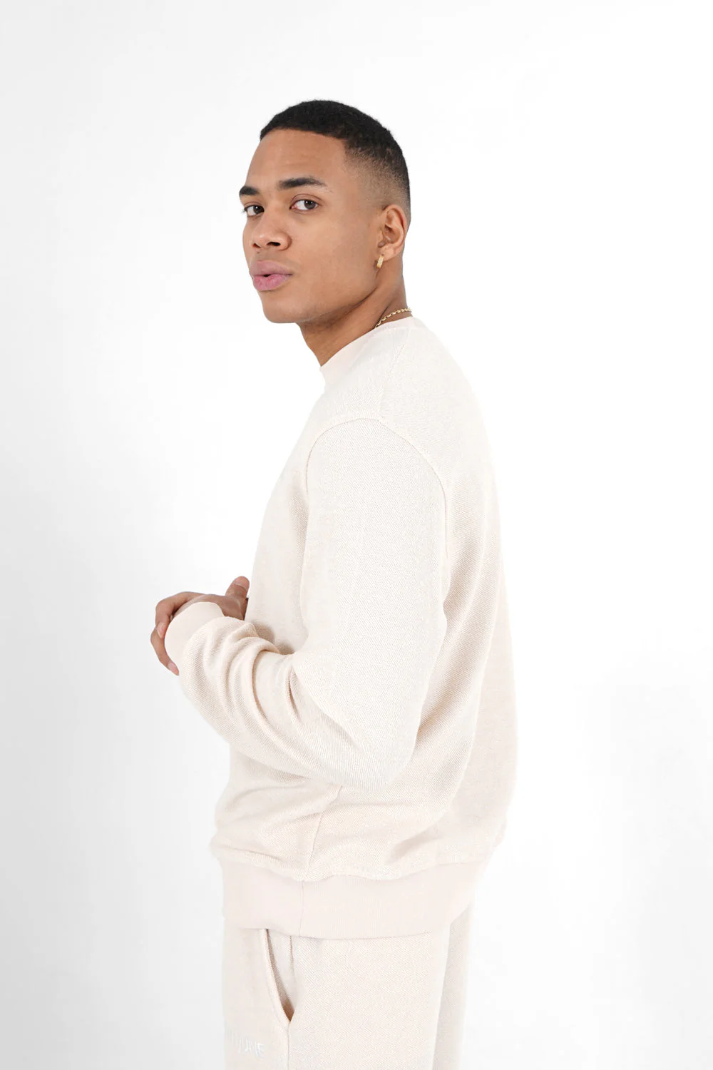 Sweatshirt tissu bouclette Blanc cassé - Image 4