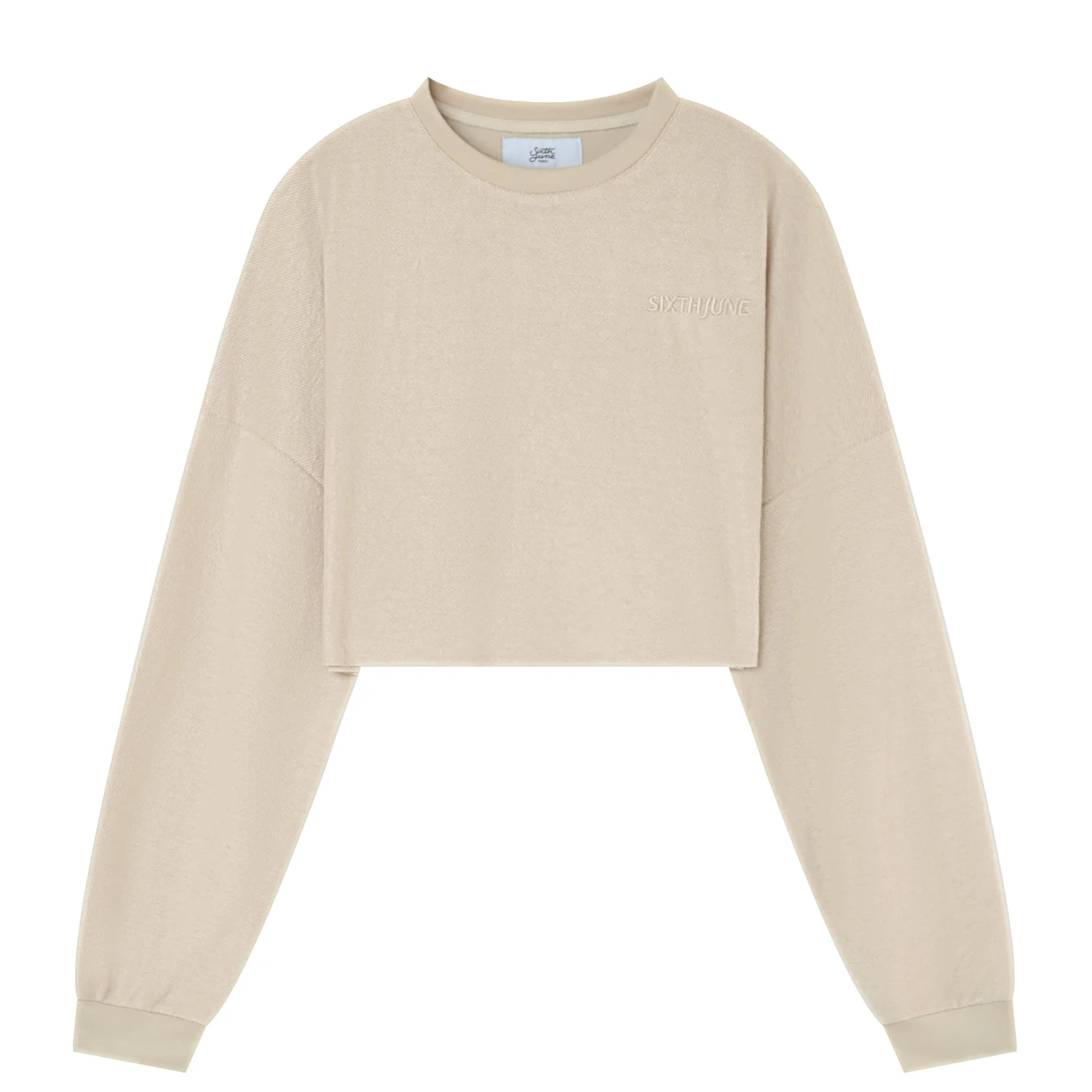 Sweatshirt court tissu bouclette Beige clair - Image 6