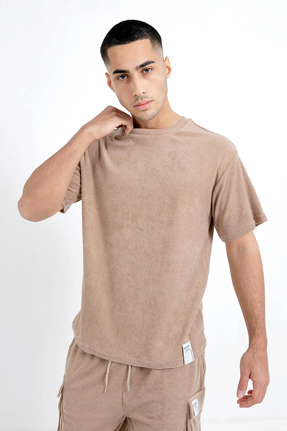T-shirt tissu bouclette Beige - Image 2