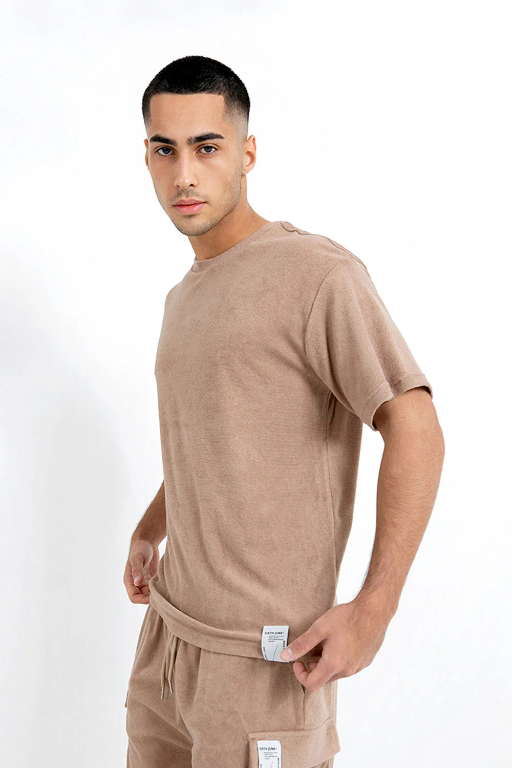 T-shirt tissu bouclette Beige - Image 4