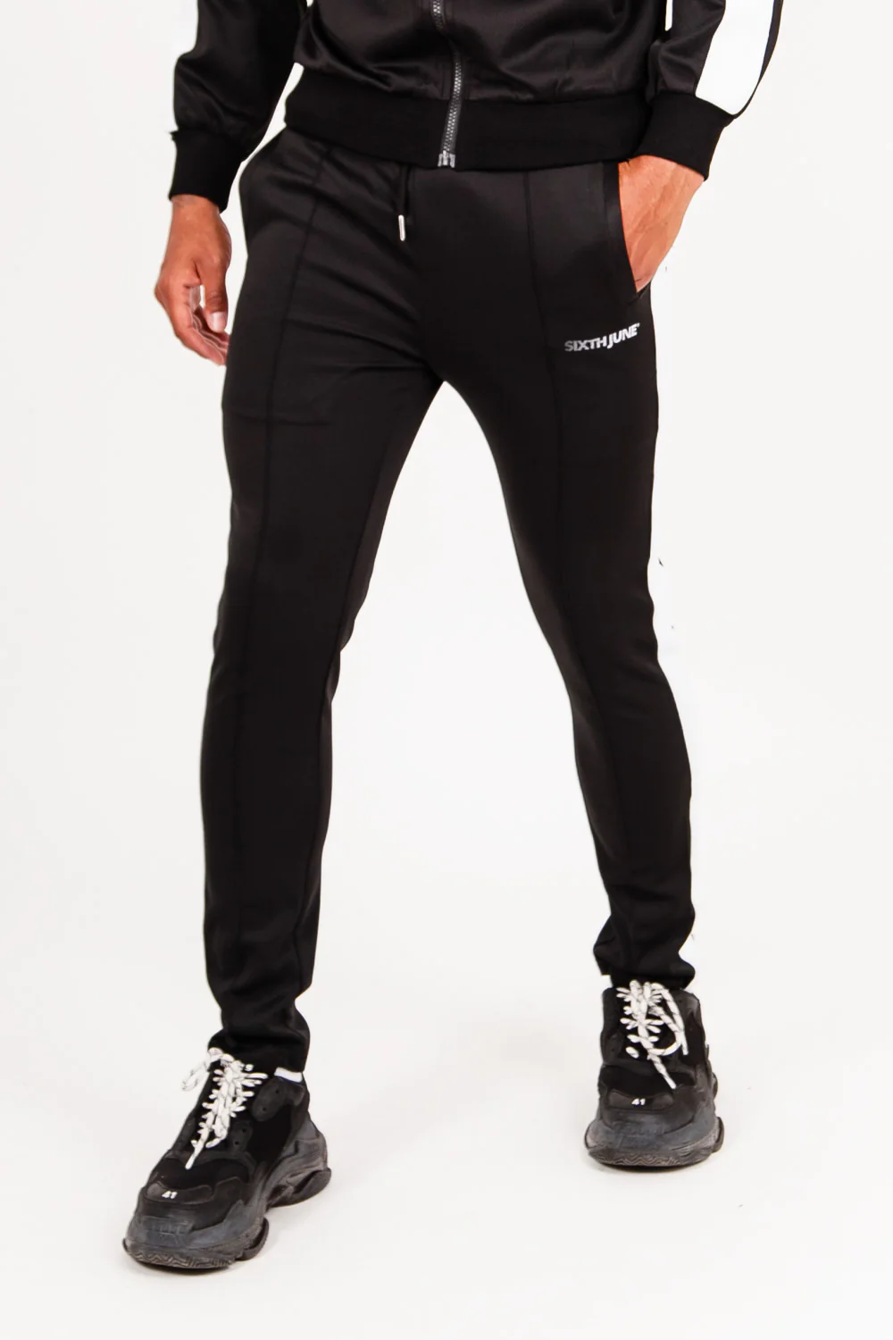 Pantalon de survêtement bande logo noir - Image 2