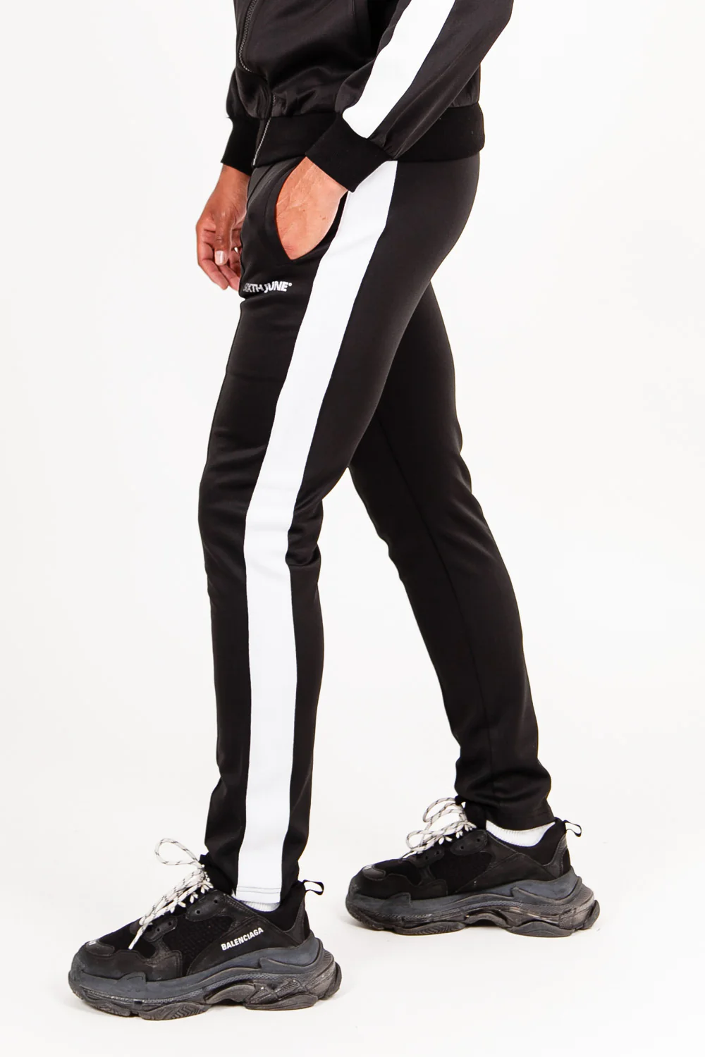 Pantalon de survêtement bande logo noir - Image 3