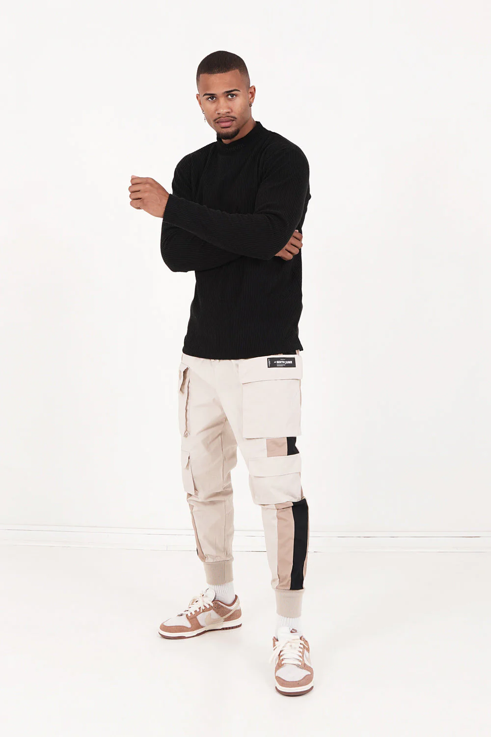 Pantalon cargo tricolore Beige - Image 2
