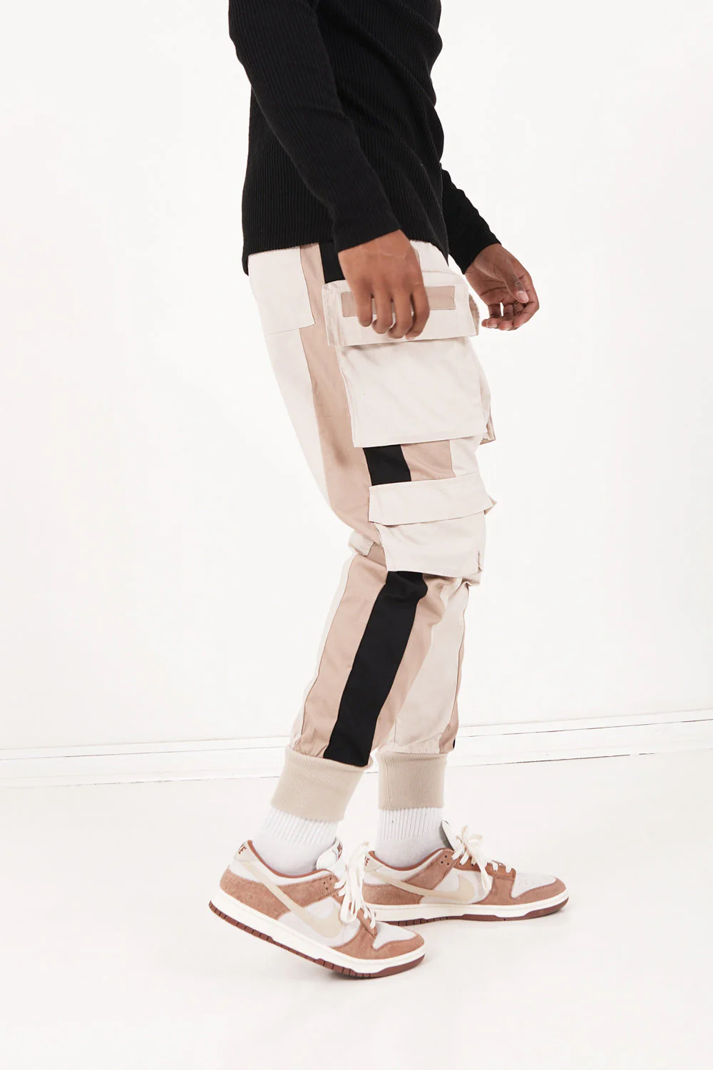 Pantalon cargo tricolore Beige - Image 4