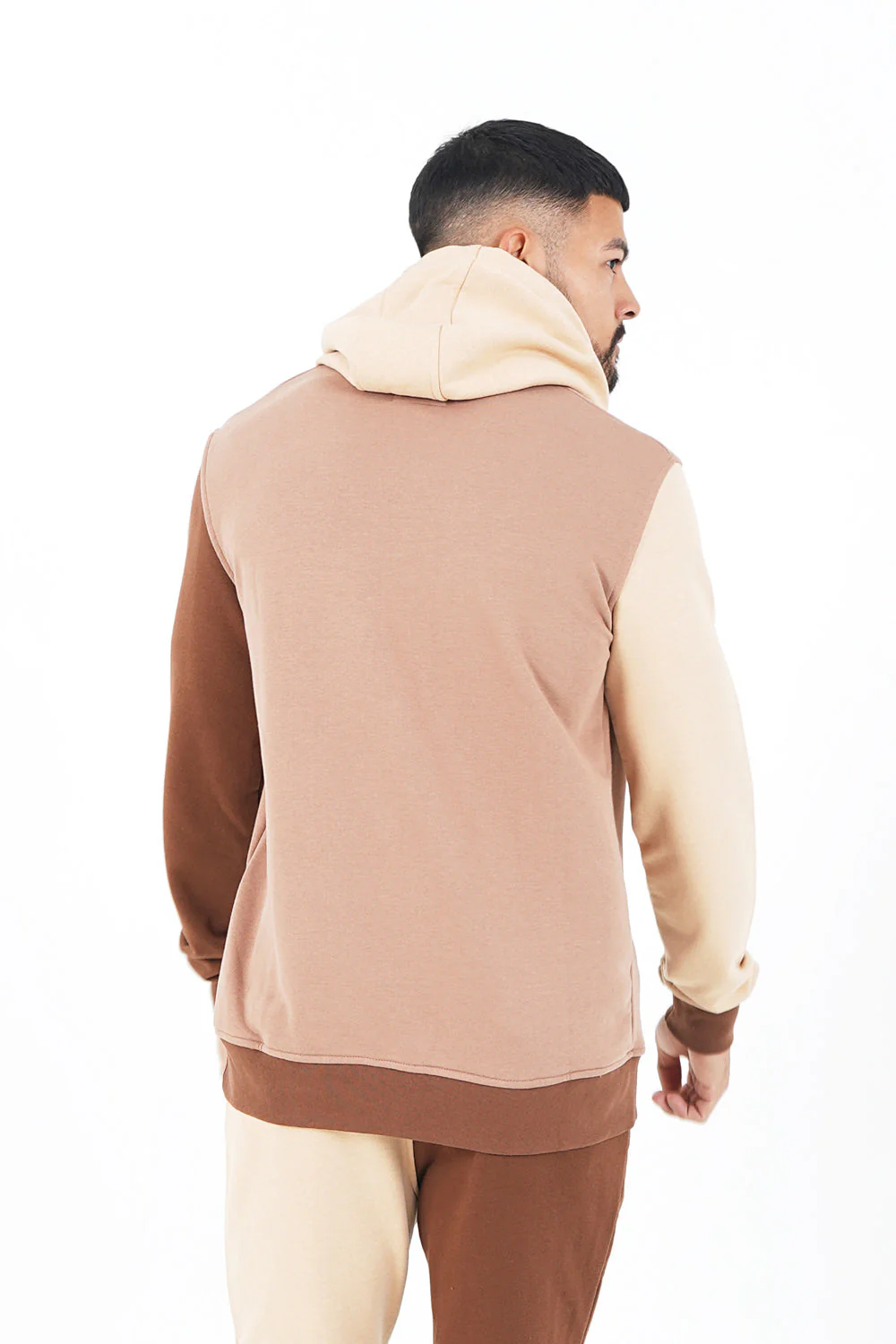 Sweat capuche tricolore logo Marron - Image 4