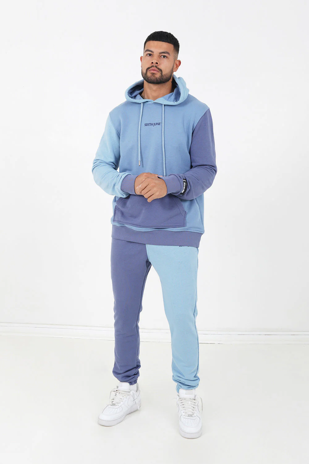 Sweat capuche tricolore logo Bleu - Image 2
