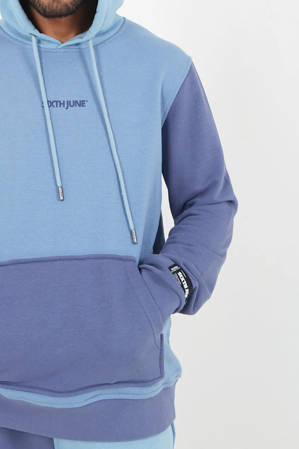 Sweat capuche tricolore logo Bleu - Image 3