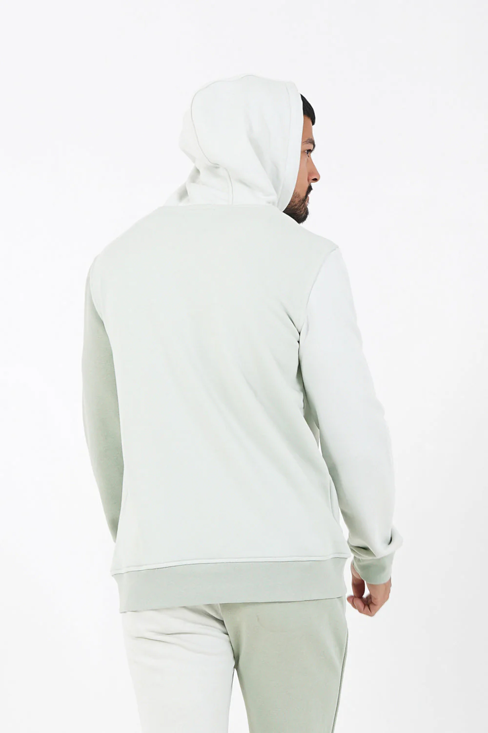 Sweat capuche tricolore logo Vert clair - Image 5