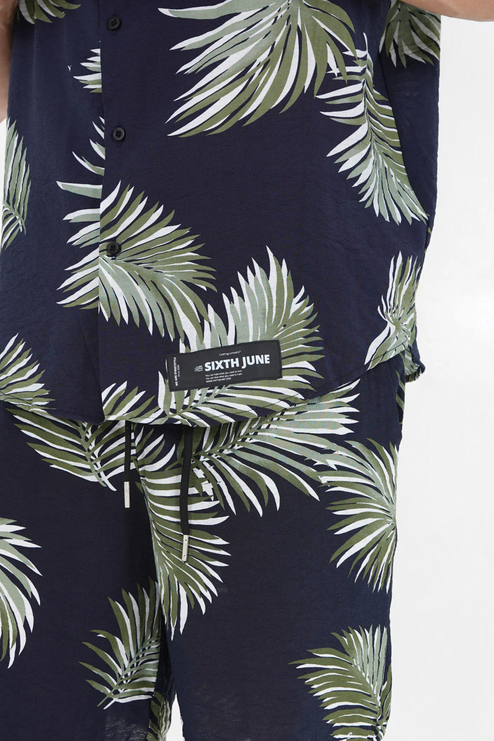 Chemise fluide tropicale Bleu foncé - Image 3