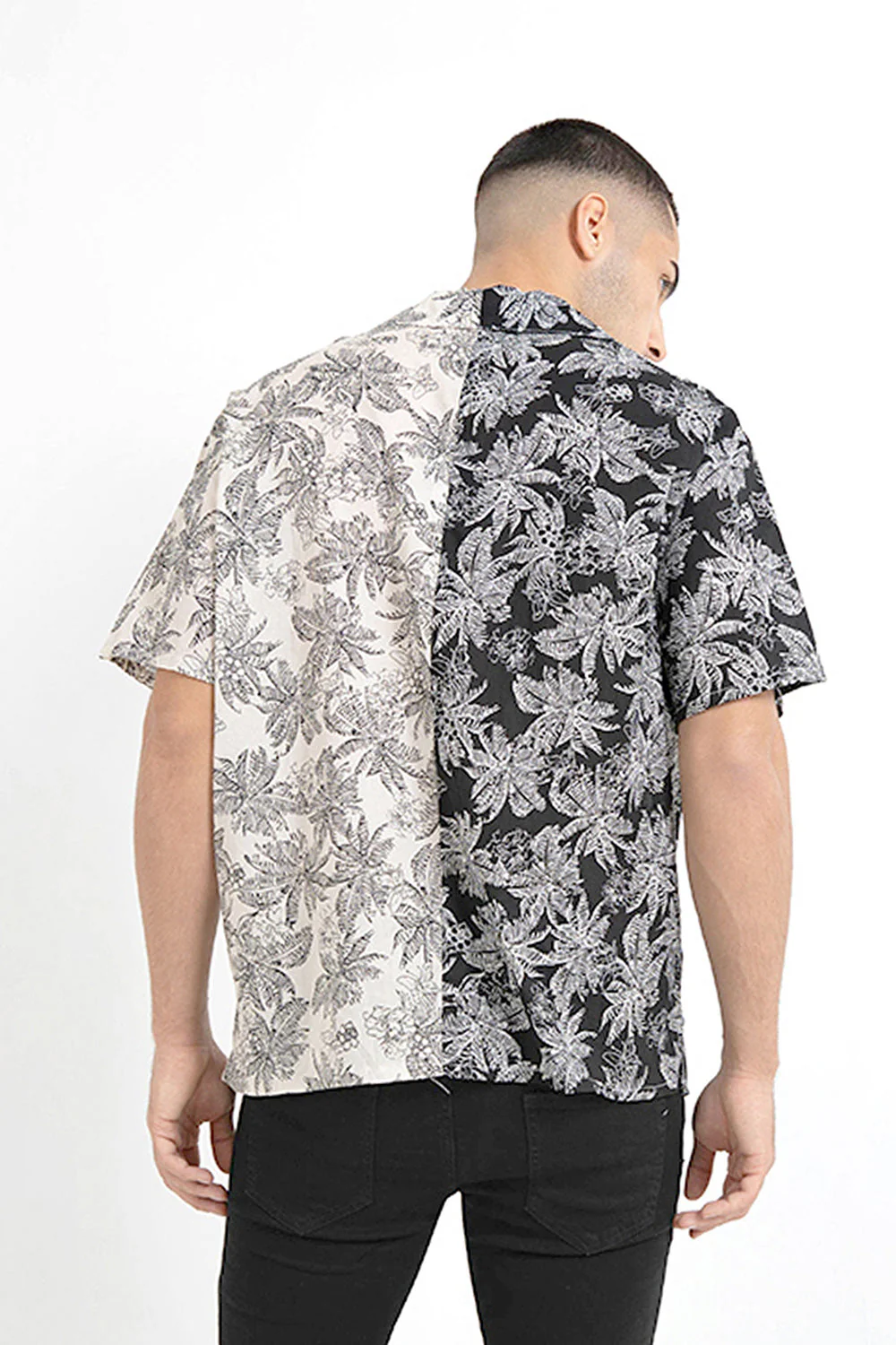 Chemisette bicolore tropical Noir Beige - Image 3