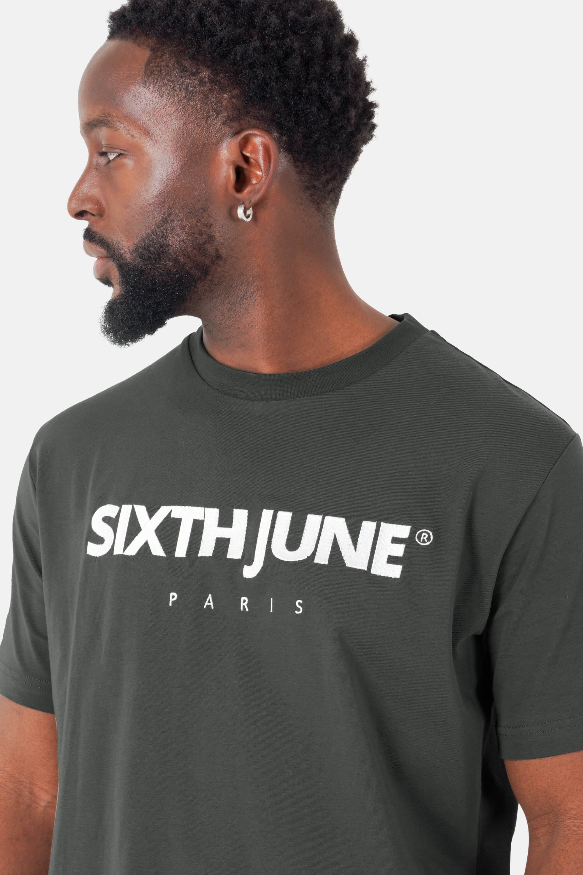 T-shirt broderie logo Paris Vert kaki - Image 3