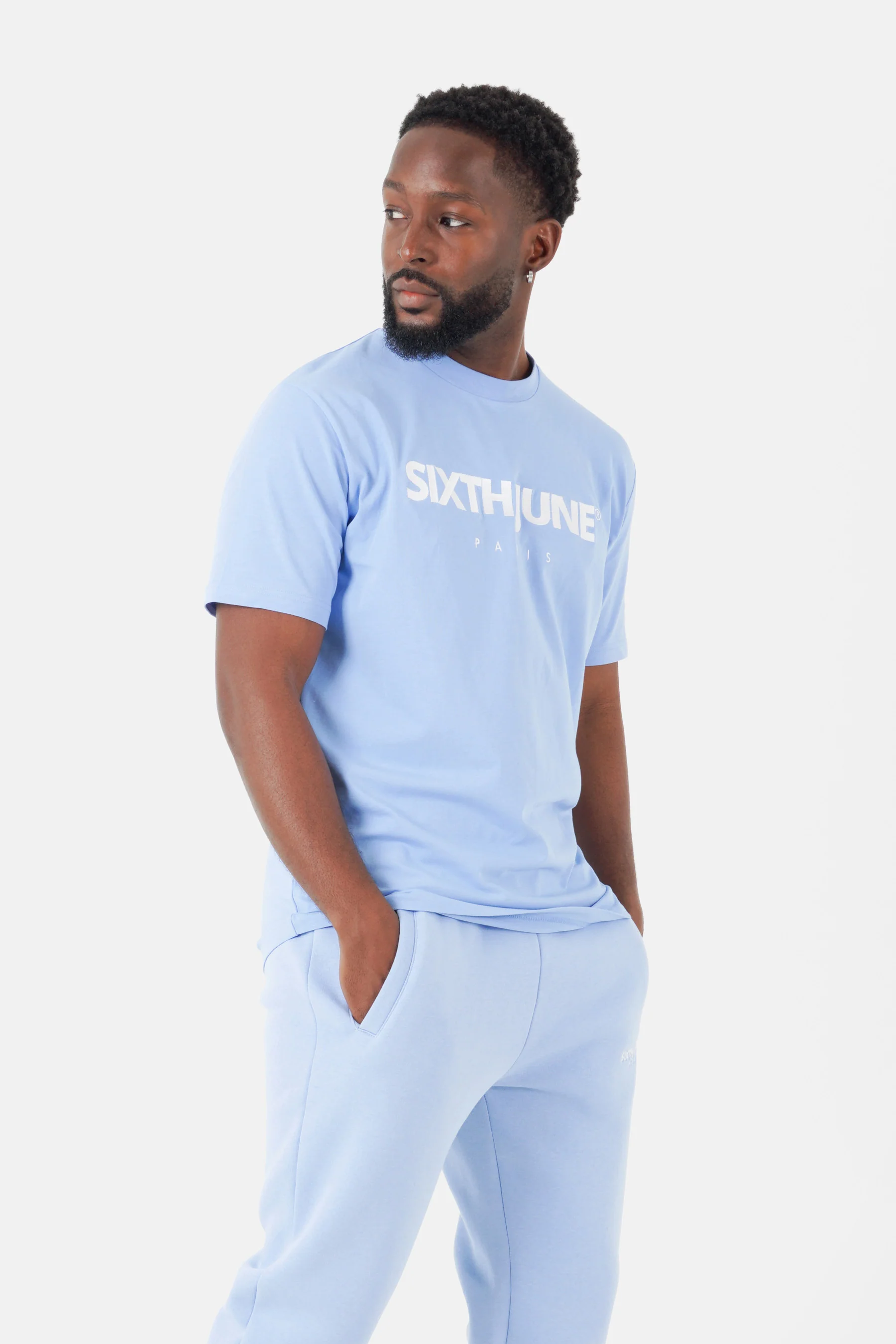 T-shirt broderie logo Paris Bleu clair - Image 4