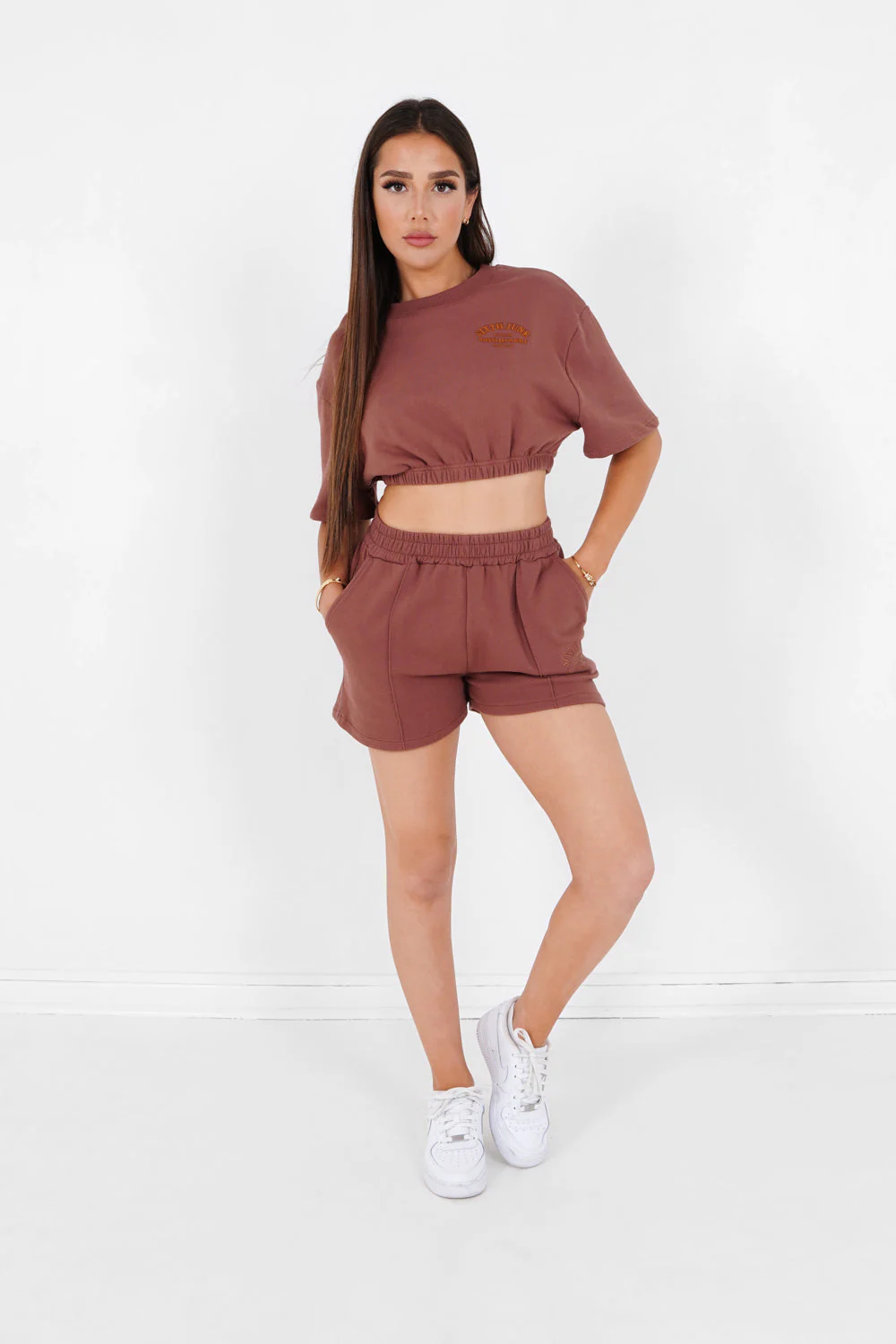 T-shirt court élastique Marron - Image 2