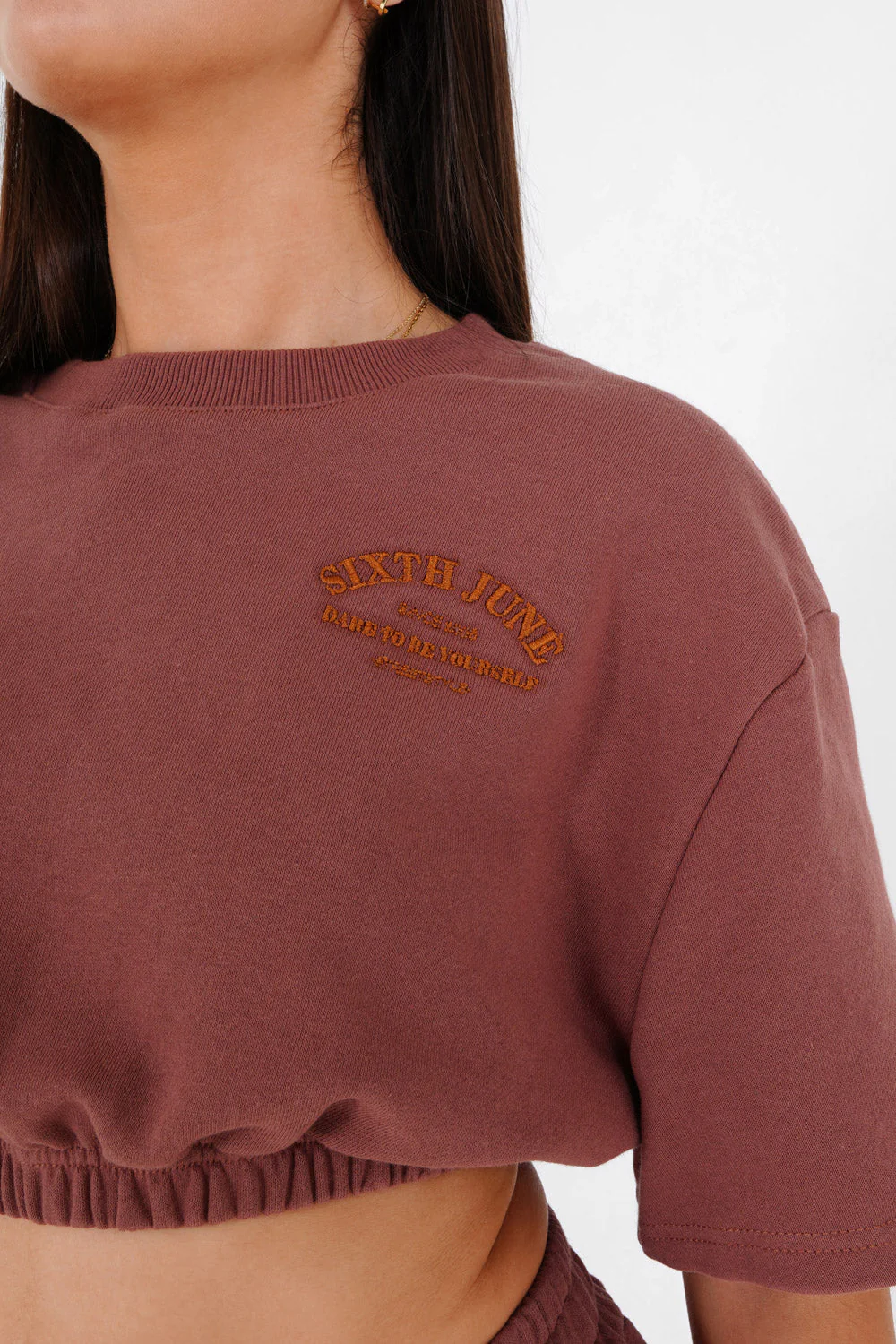 T-shirt court élastique Marron - Image 3