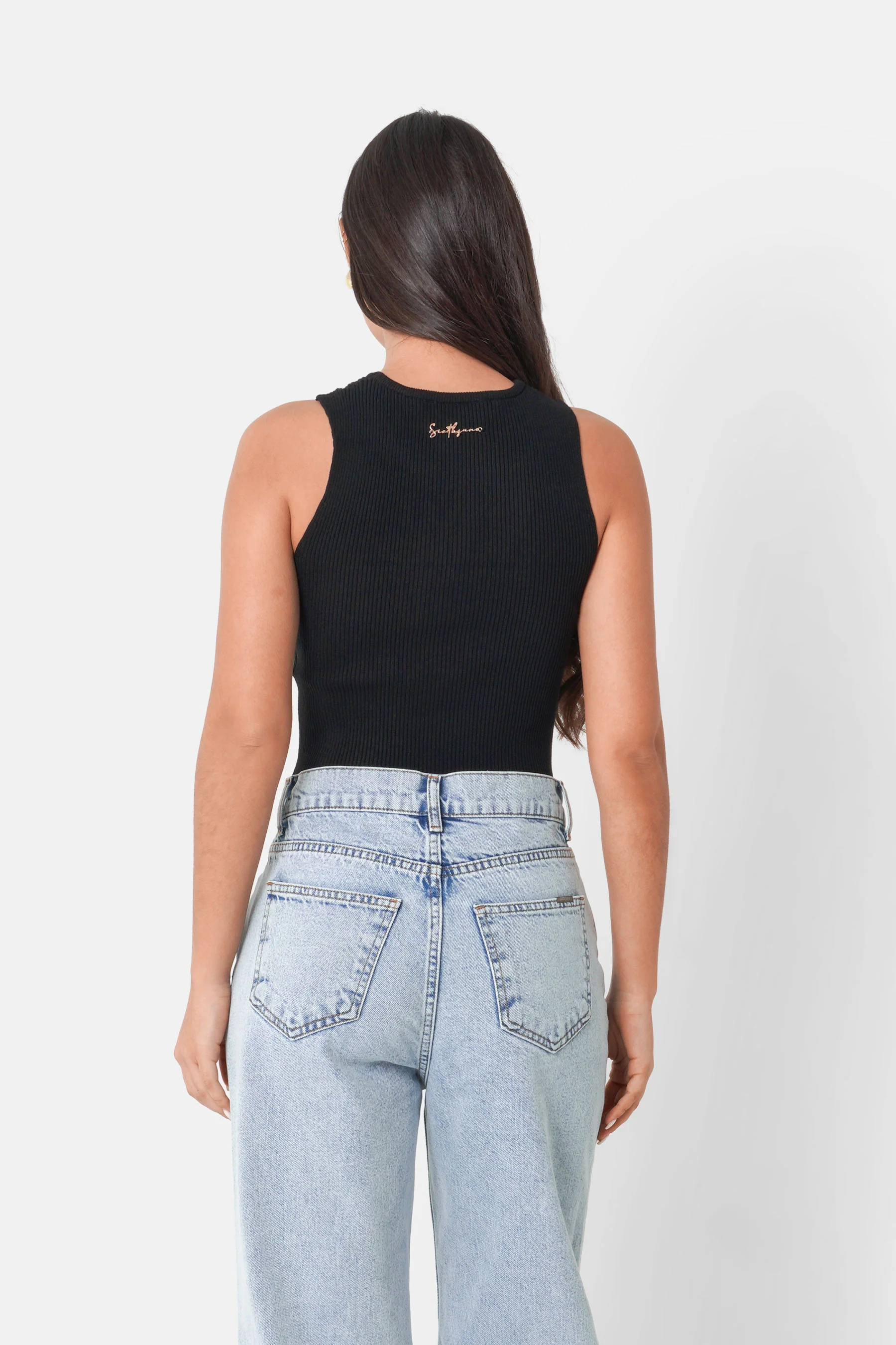 Top maille torsadée bijou Noir - Image 5