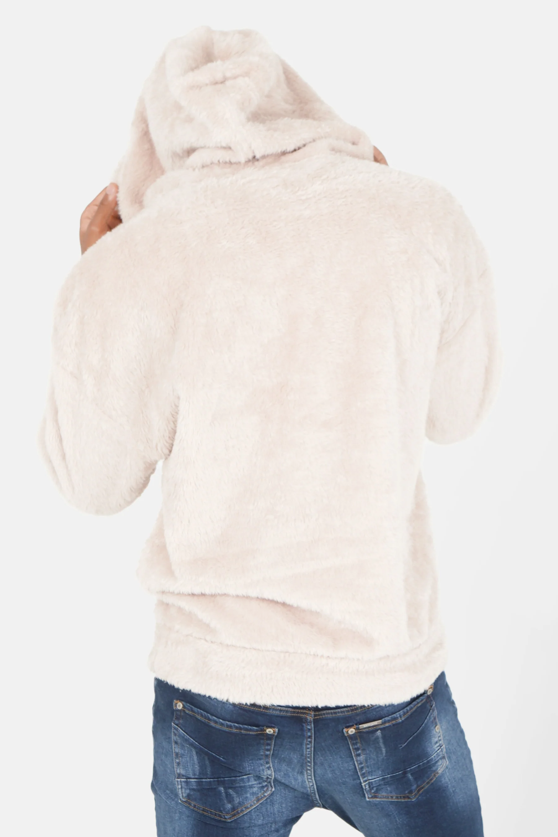 Sweat oversize capuche duveteux Beige - Image 5