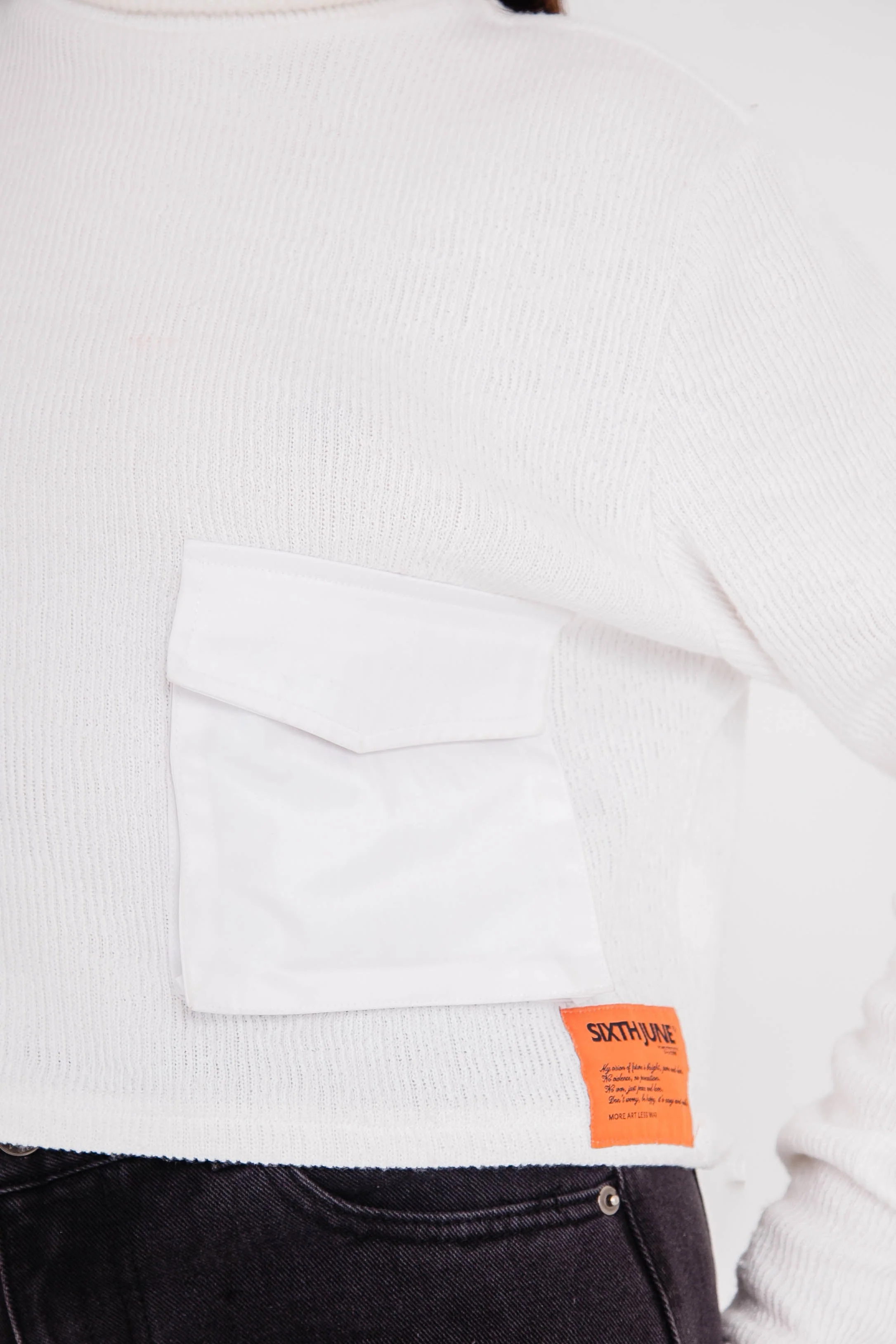 Pull maille court utilitaire blanc - Image 3