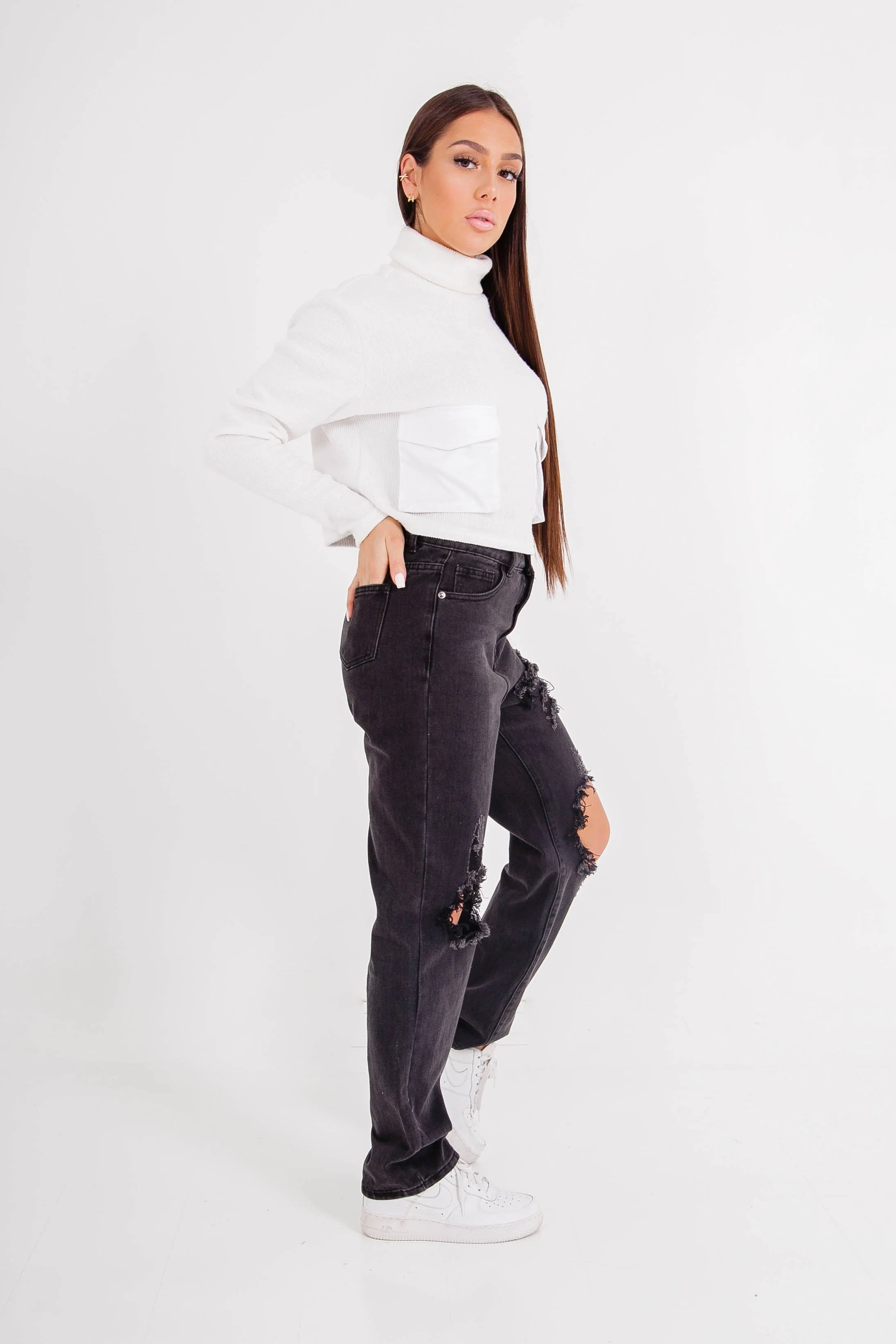 Pull maille court utilitaire blanc - Image 6