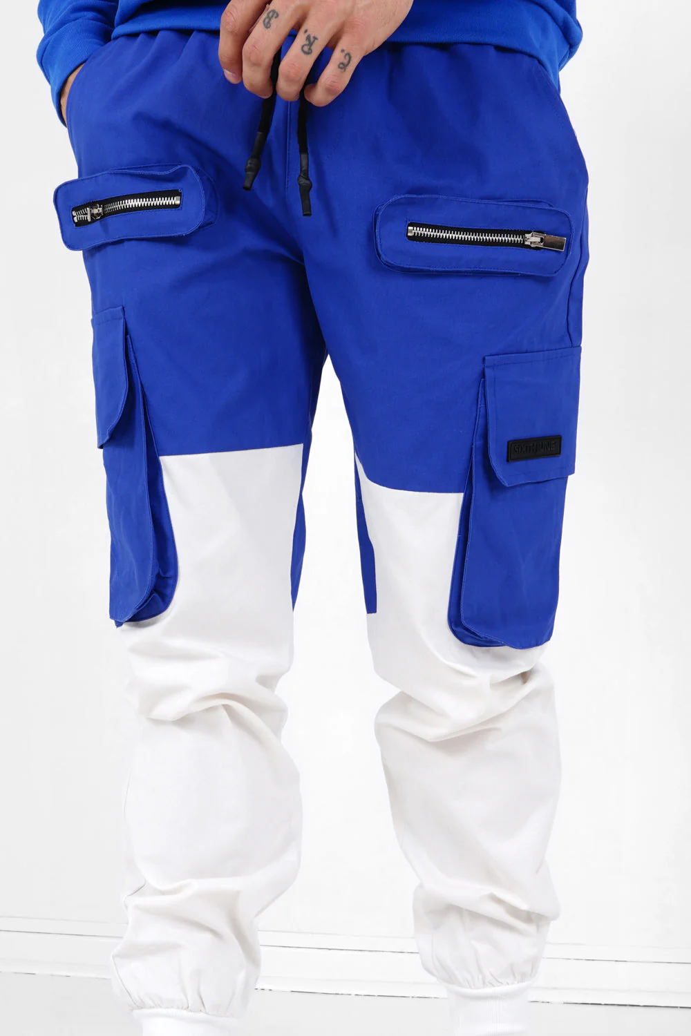 Pantalon cargo bicolore Bleu - Image 3