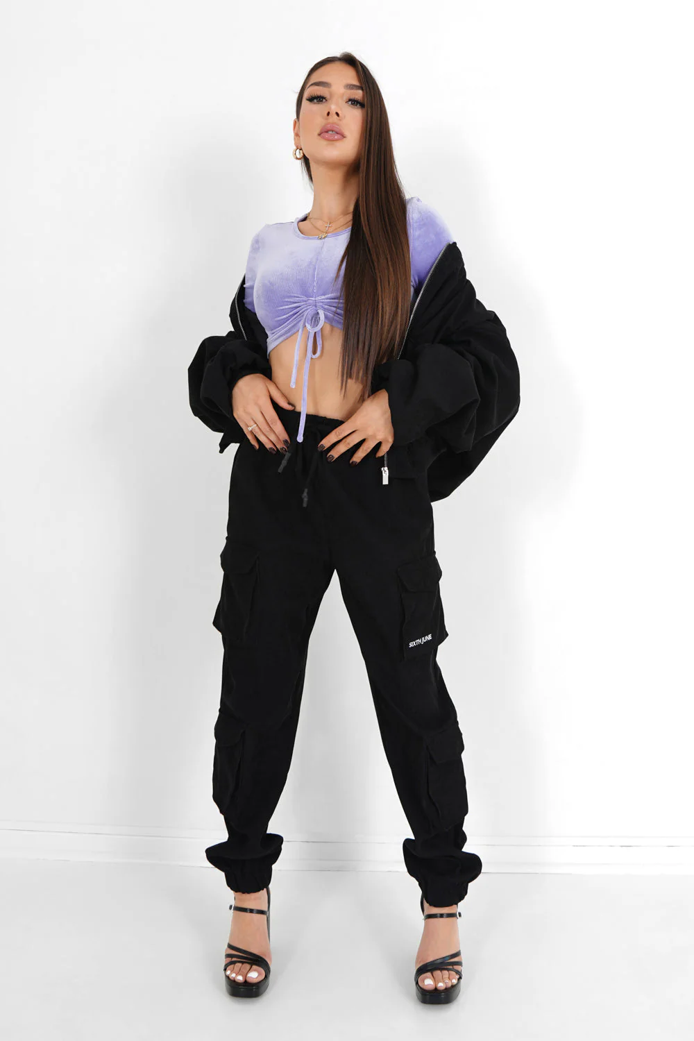 Pantalon cargo côtelé Noir - Image 2