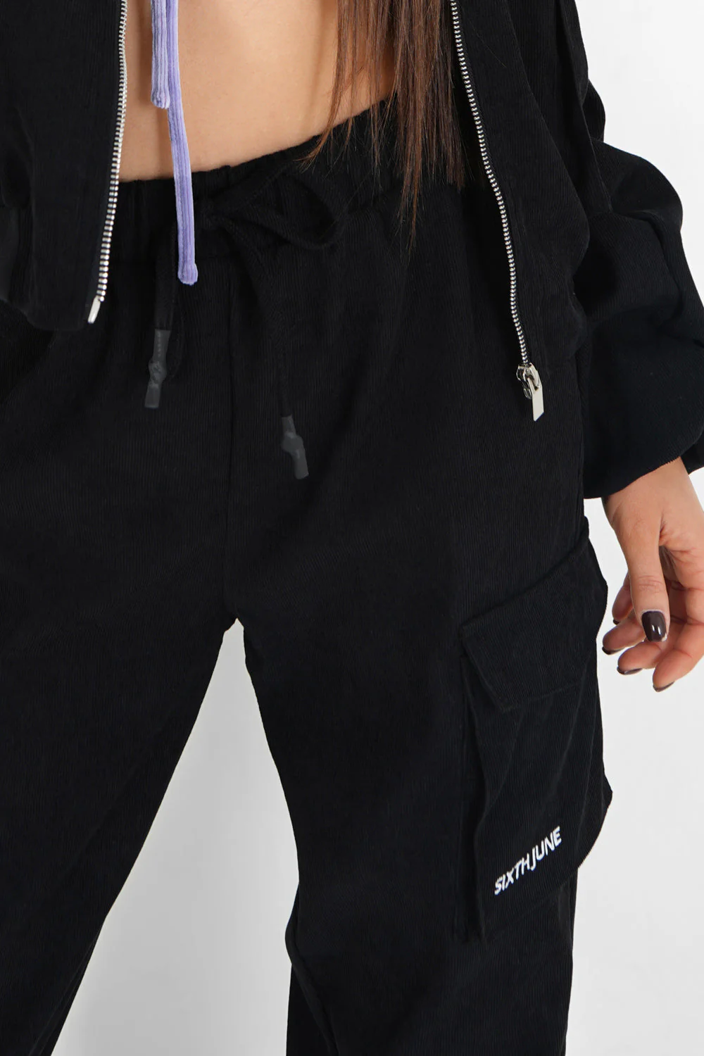 Pantalon cargo côtelé Noir - Image 3