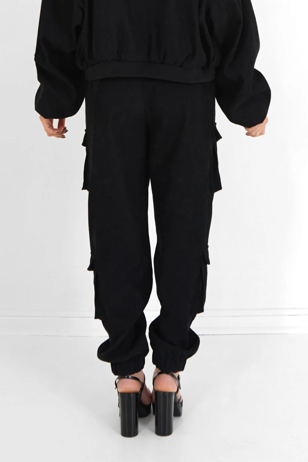 Pantalon cargo côtelé Noir - Image 5