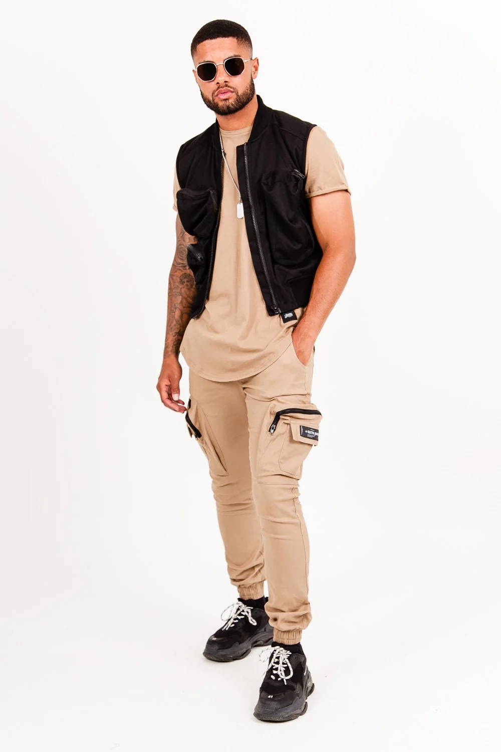 Pantalon poches cargo beige - Image 2
