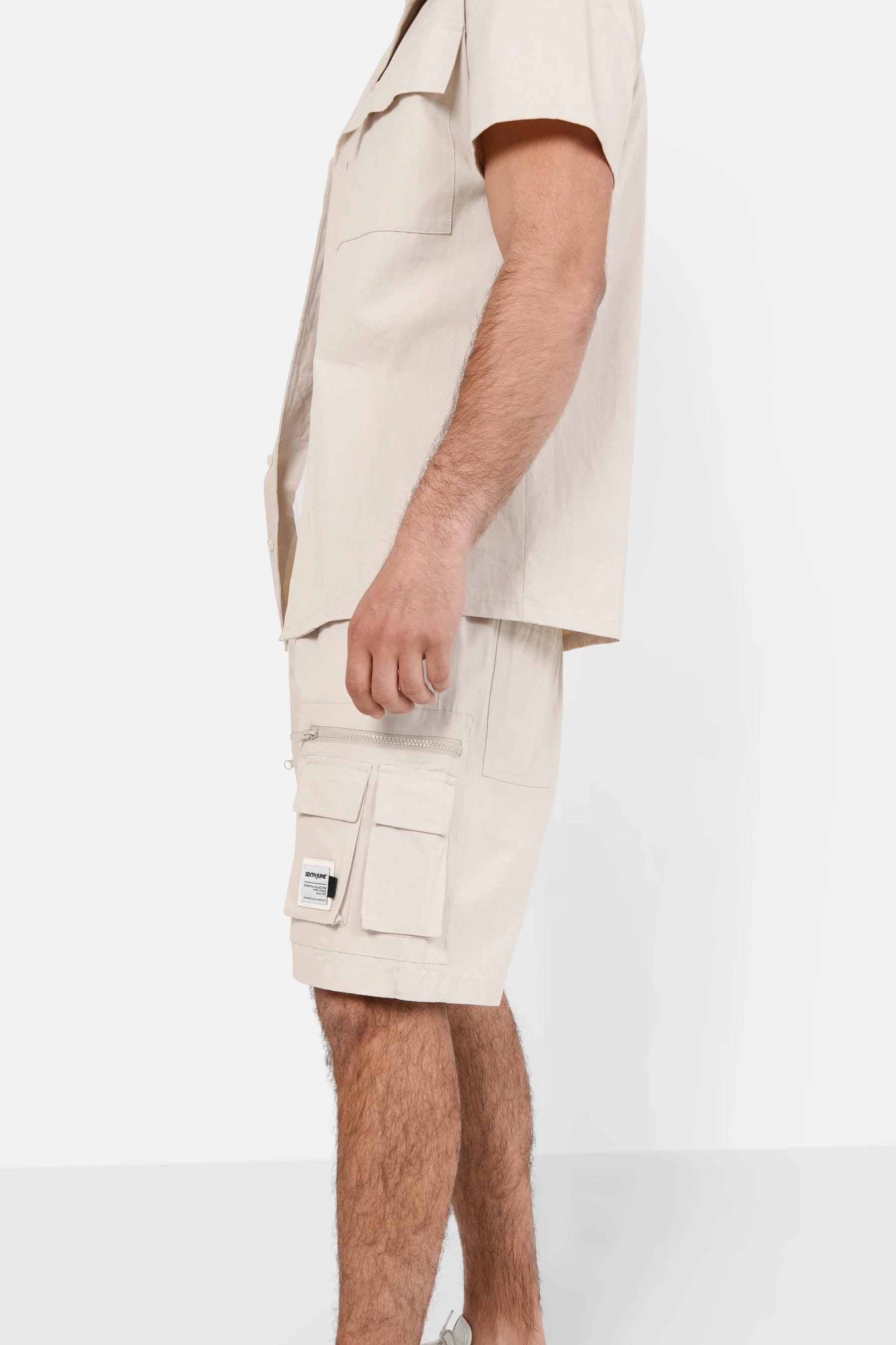 Short utilitaire poches Beige - Image 4