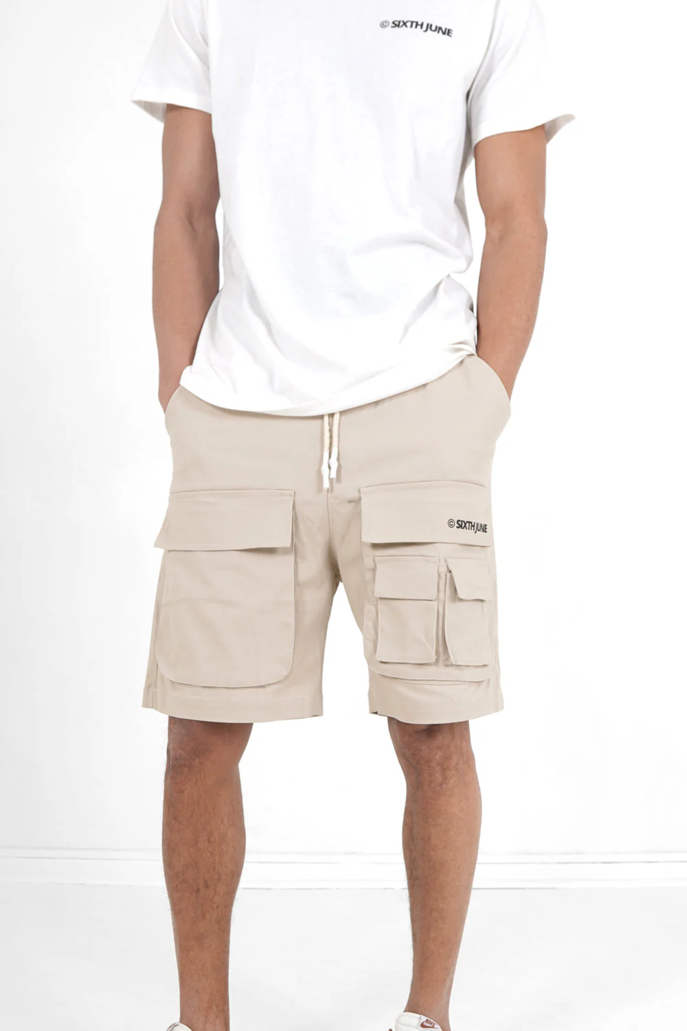 Short utilitaire logo Beige