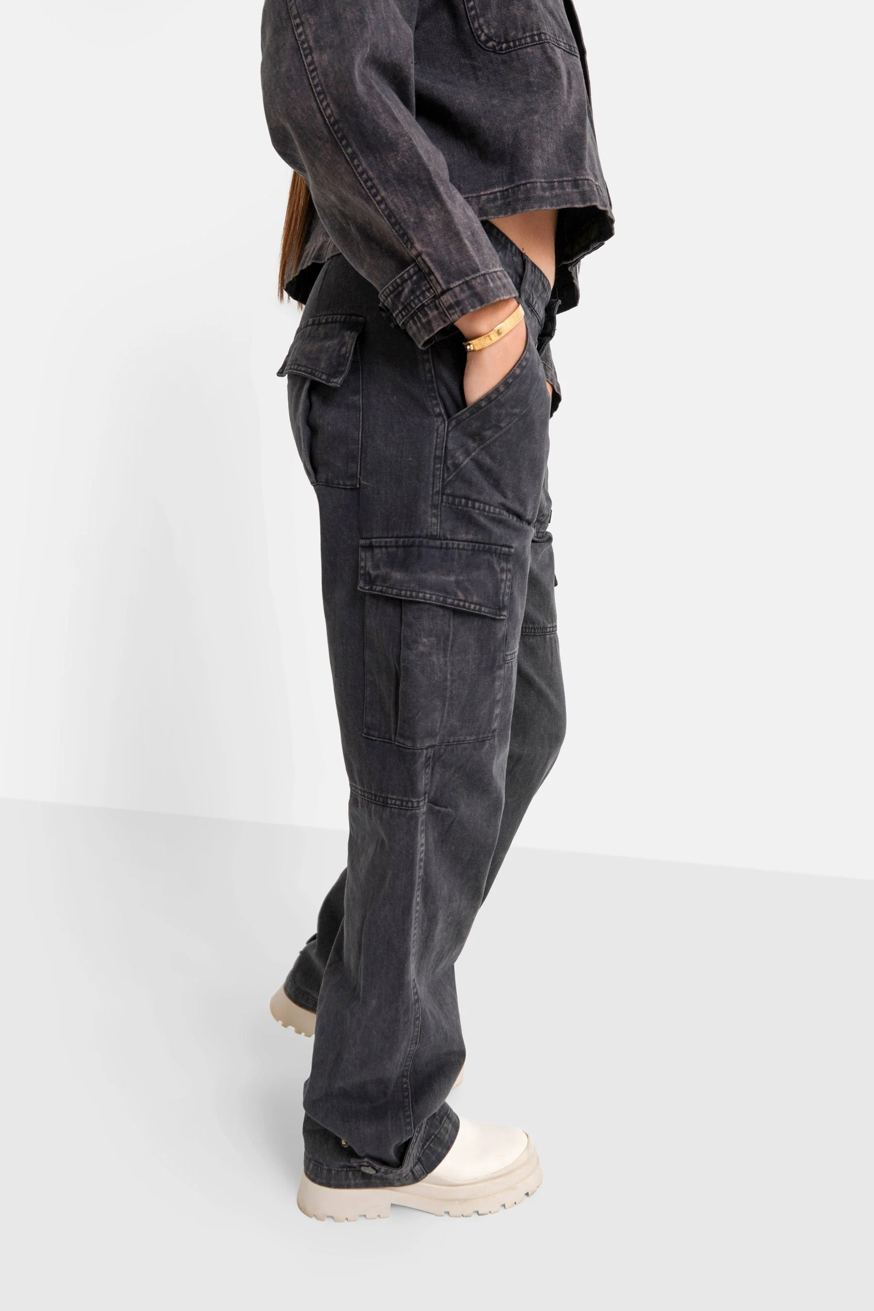 Pantalon utilitaire délavé Noir - Image 4
