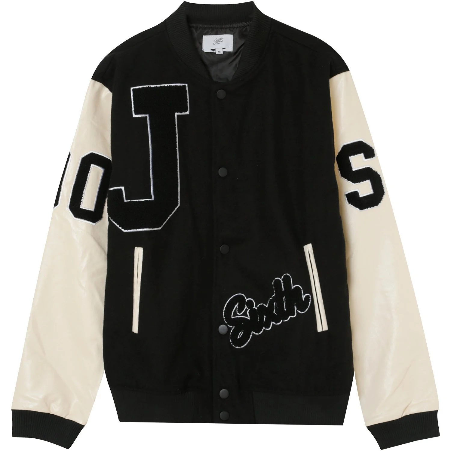 Veste universitaire simili Noir Beige