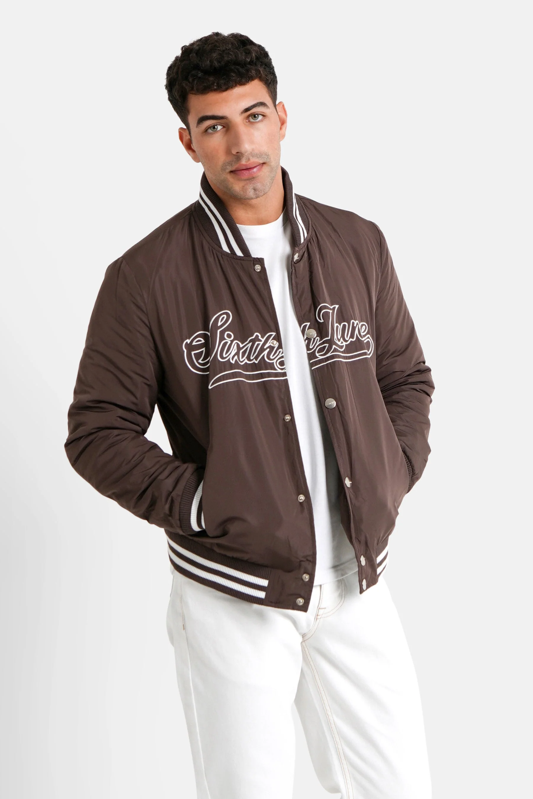 Veste universitaire logo brodé Marron