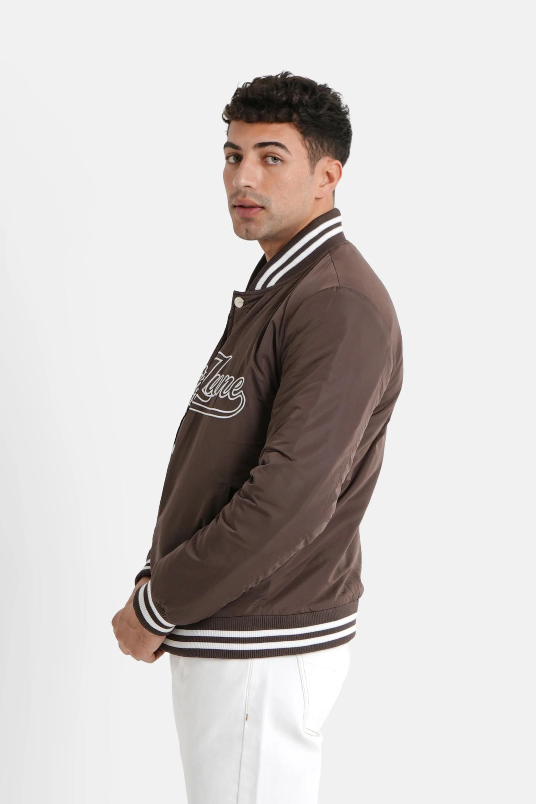 Veste universitaire logo brodé Marron - Image 4