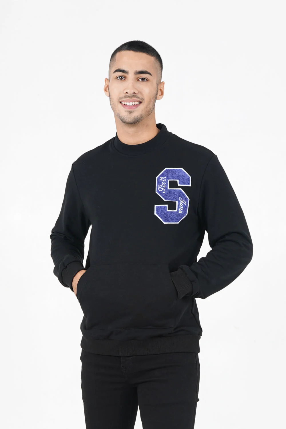 Sweat logo patch université Noir