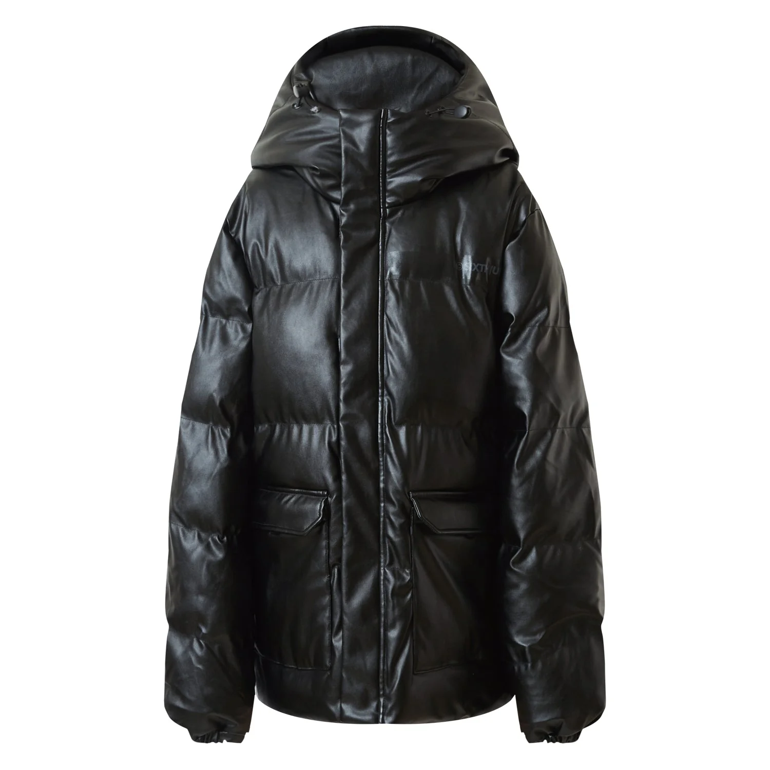 Doudoune simili cuir Noir - Image 6