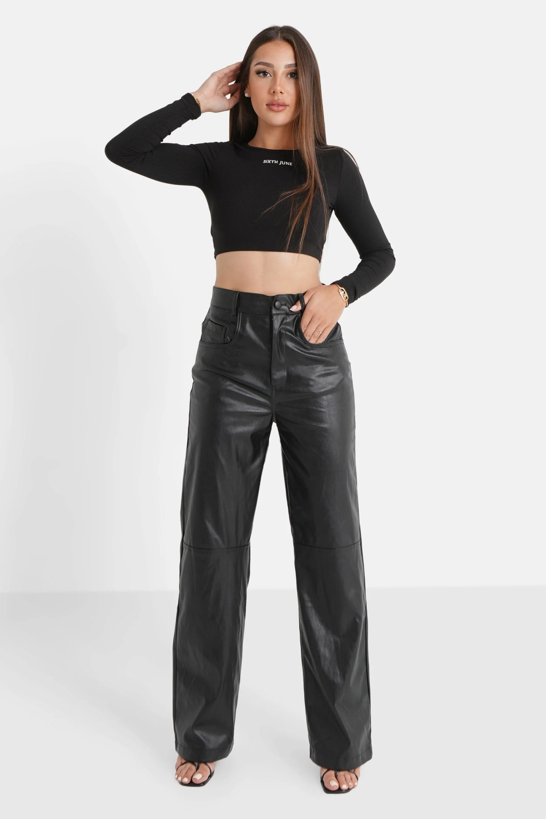 Pantalon droit simili cuir Noir - Image 2