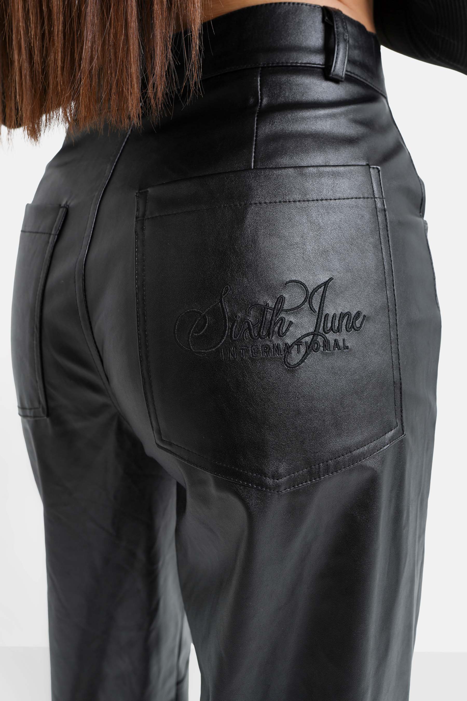 Pantalon droit simili cuir Noir - Image 3