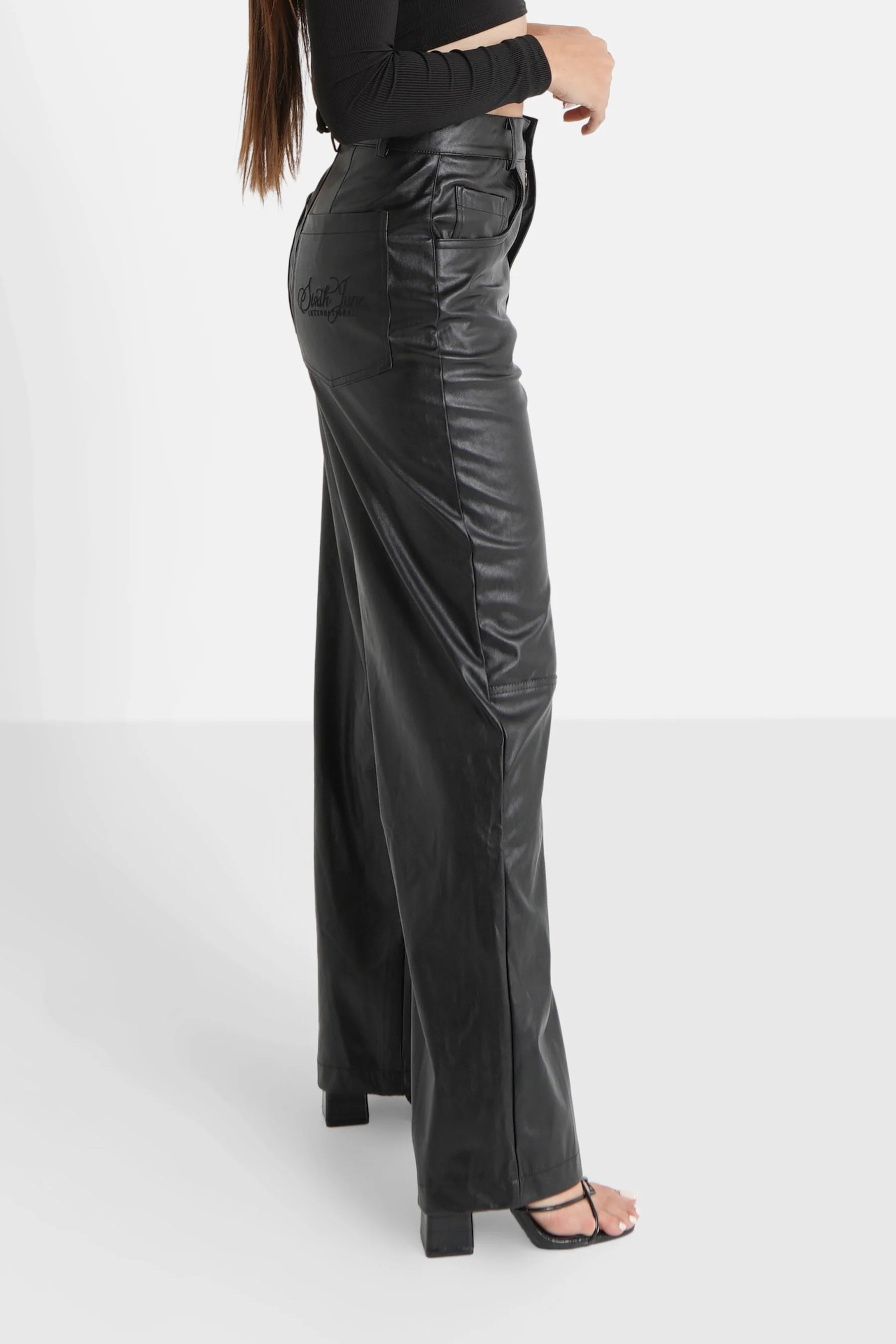 Pantalon droit simili cuir Noir - Image 4