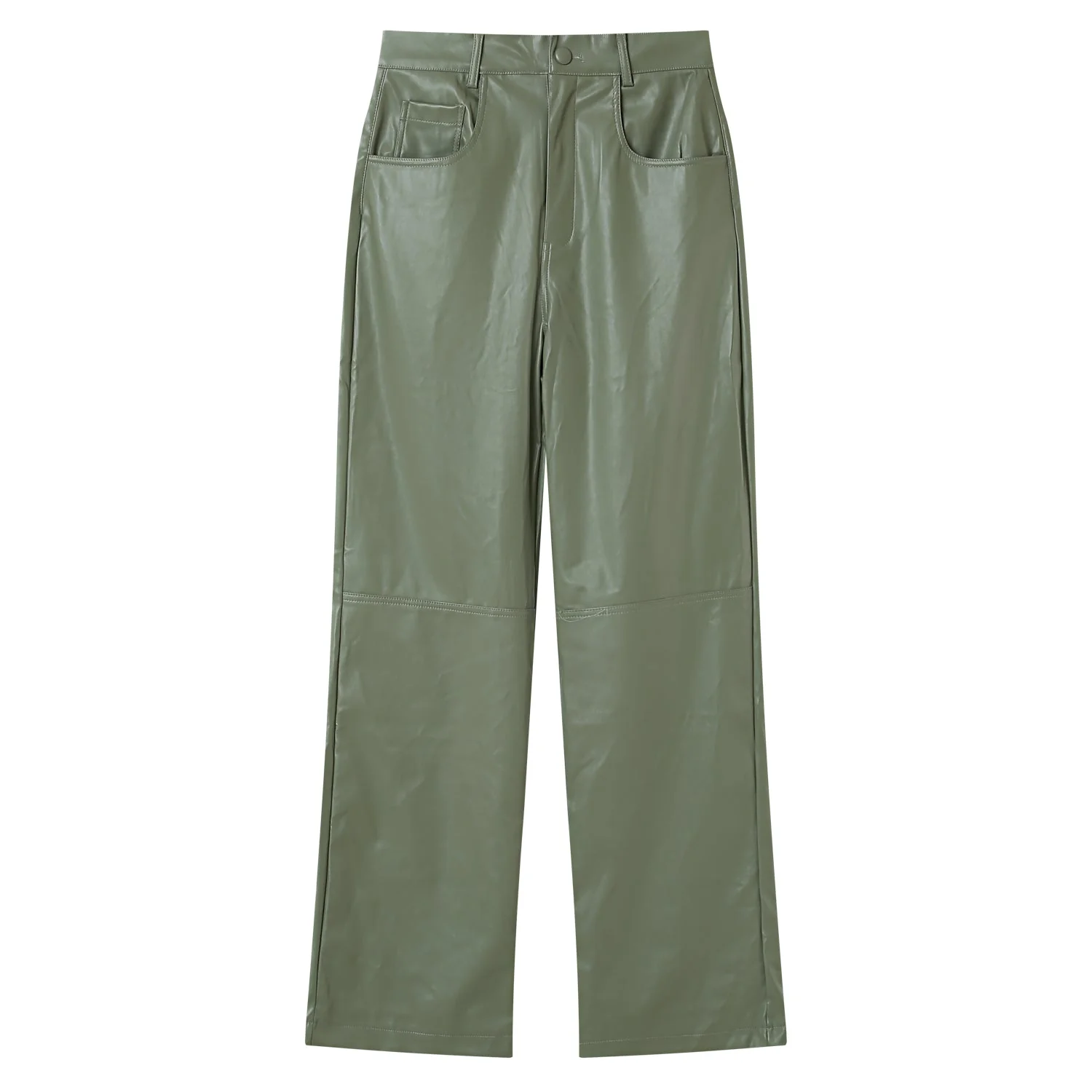 Pantalon droit simili cuir Vert - Image 6