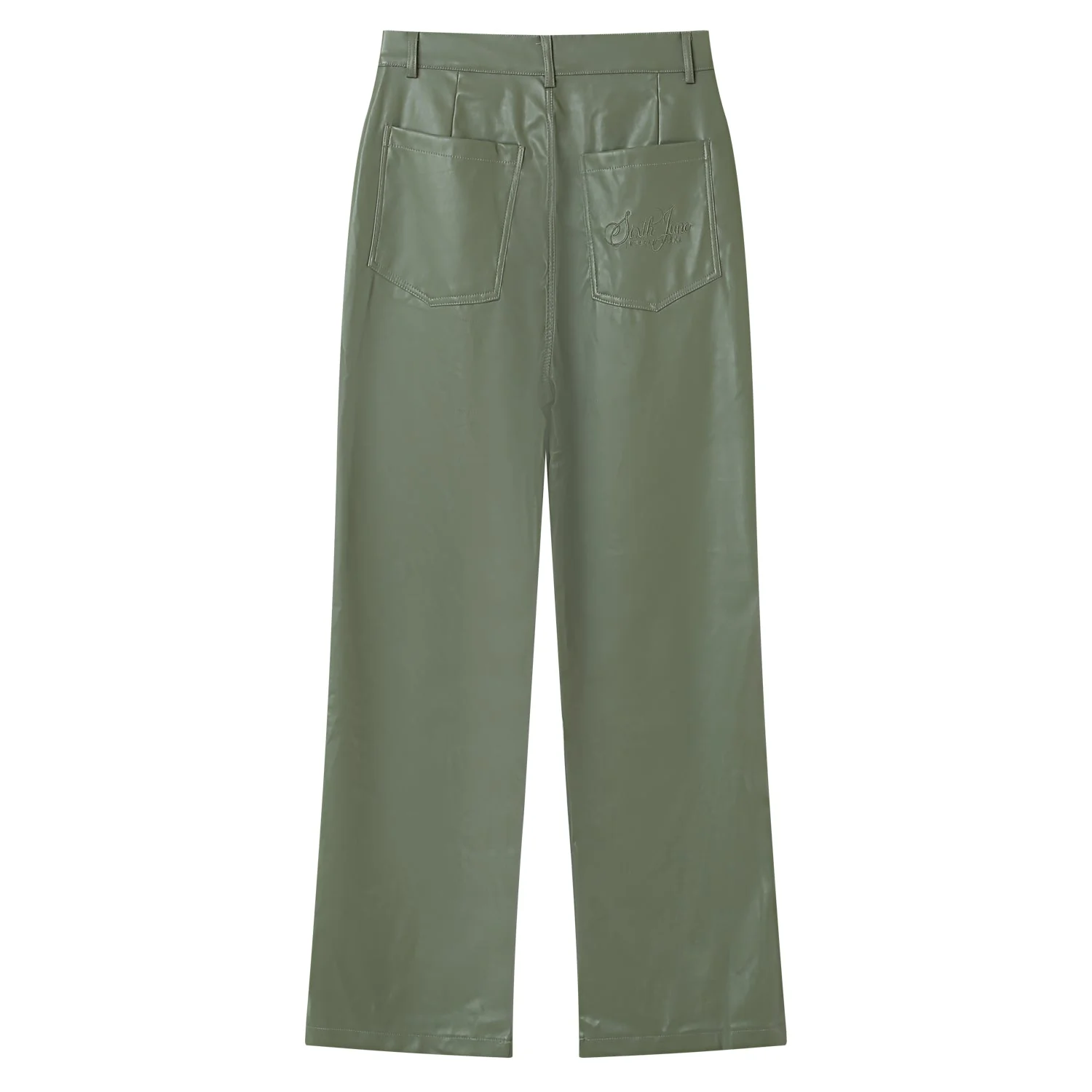 Pantalon droit simili cuir Vert - Image 7