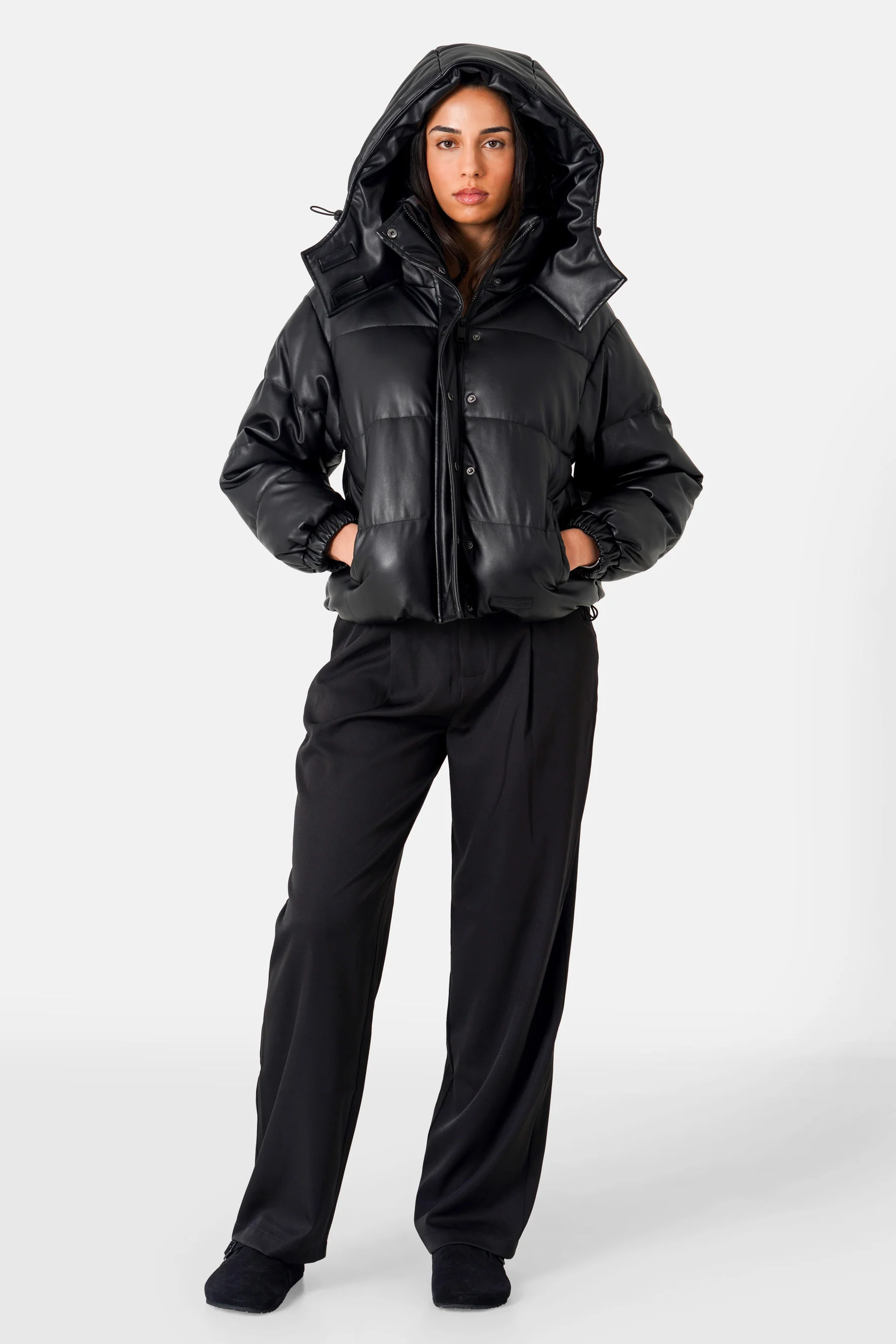 Doudoune simili cuir Noir - Image 2