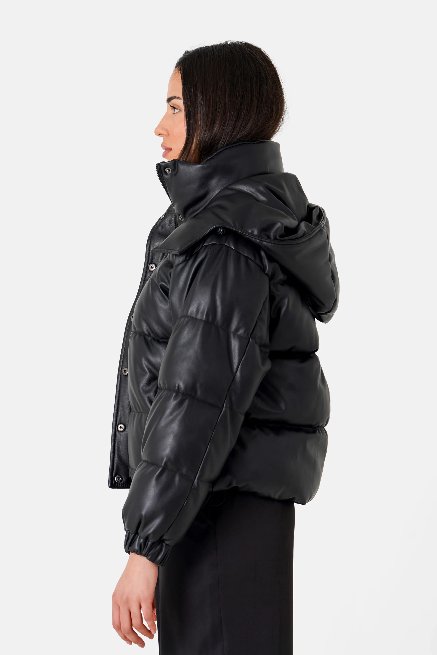 Doudoune simili cuir Noir - Image 4