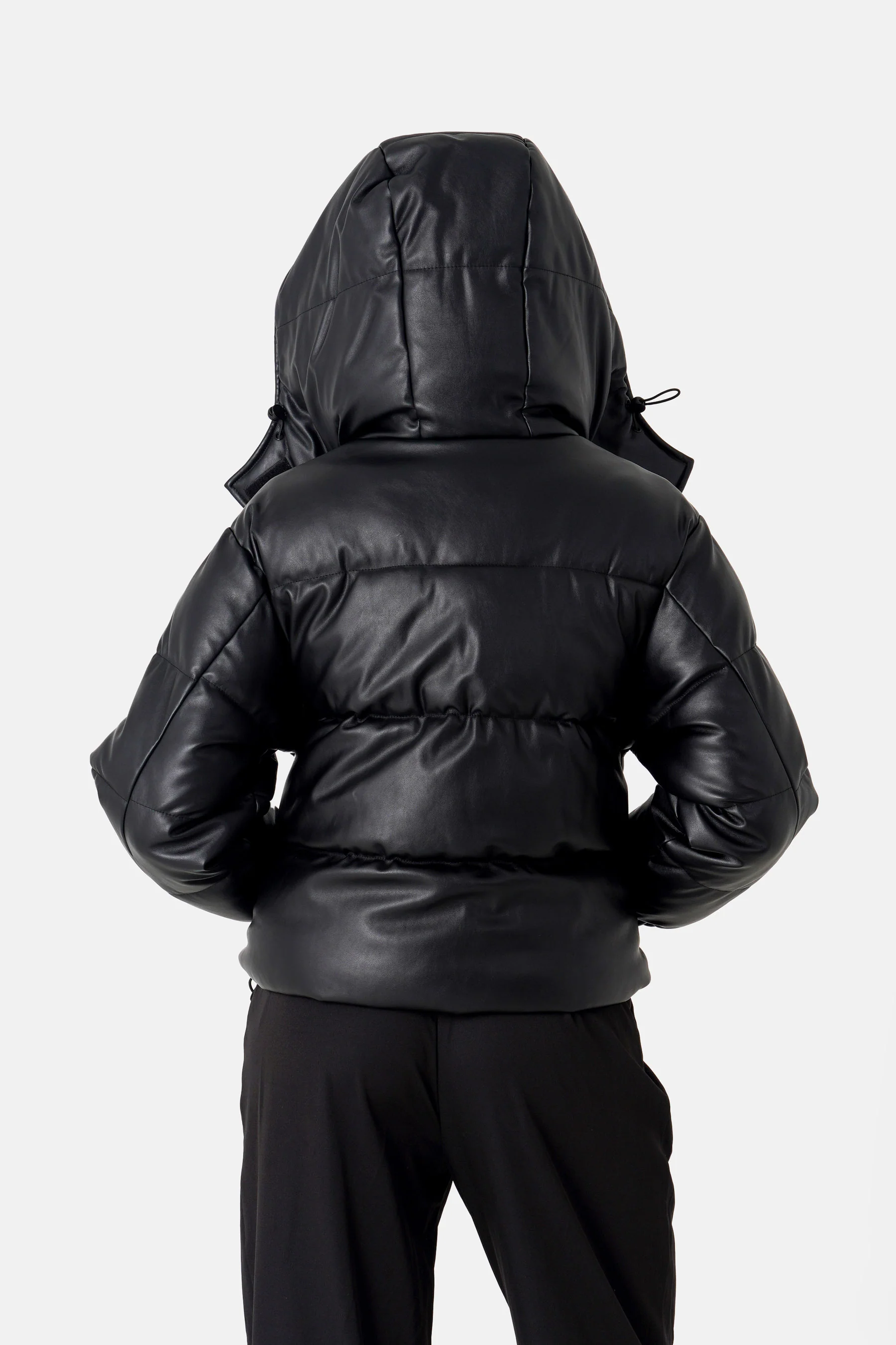 Doudoune simili cuir Noir - Image 5