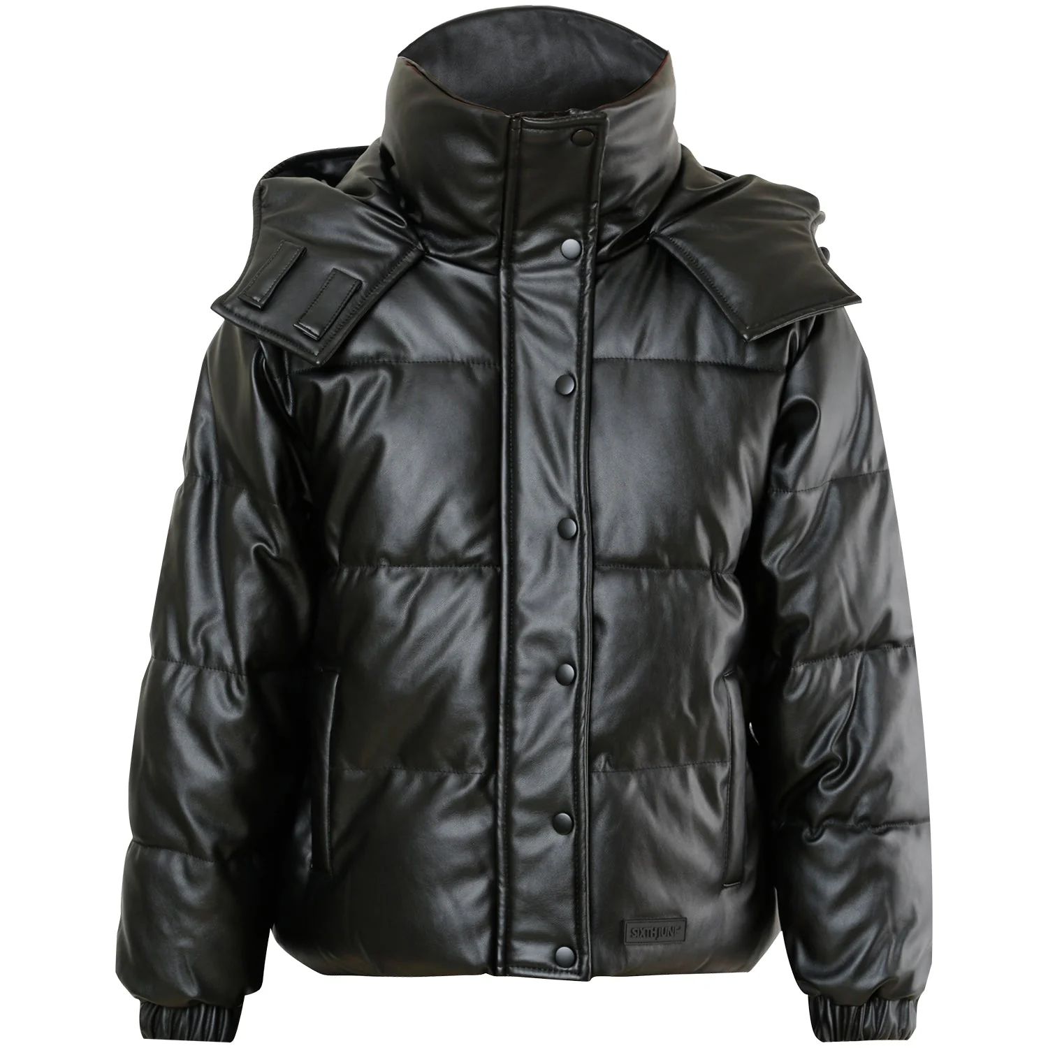 Doudoune simili cuir Noir - Image 6